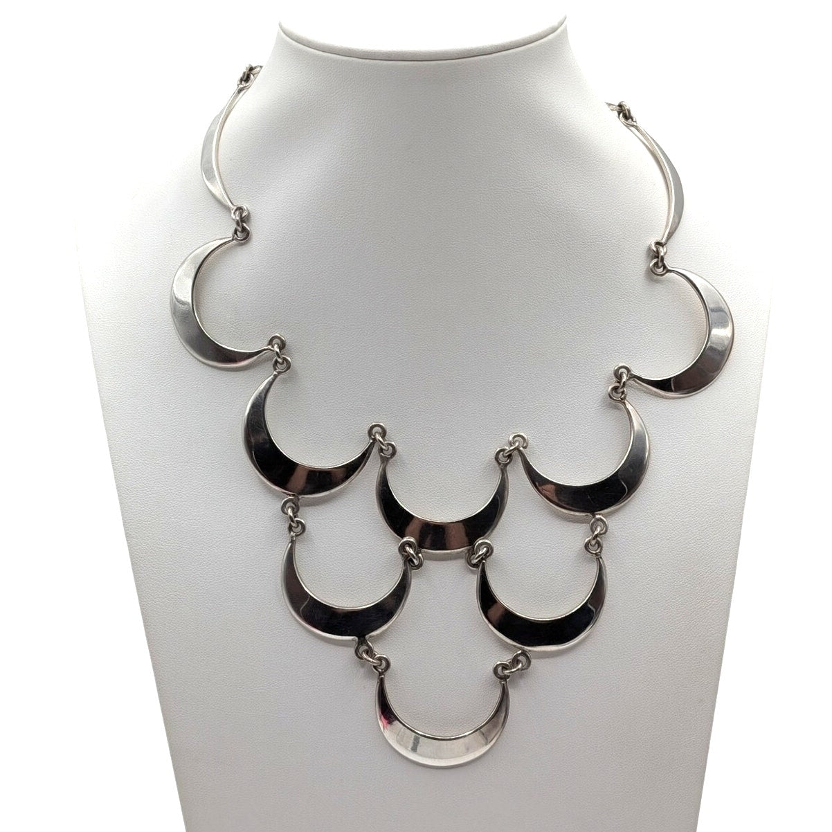 TAXCO Mexico TL-52 Sterling Chandelier Curved Link Bib Necklace LLM 62.97g