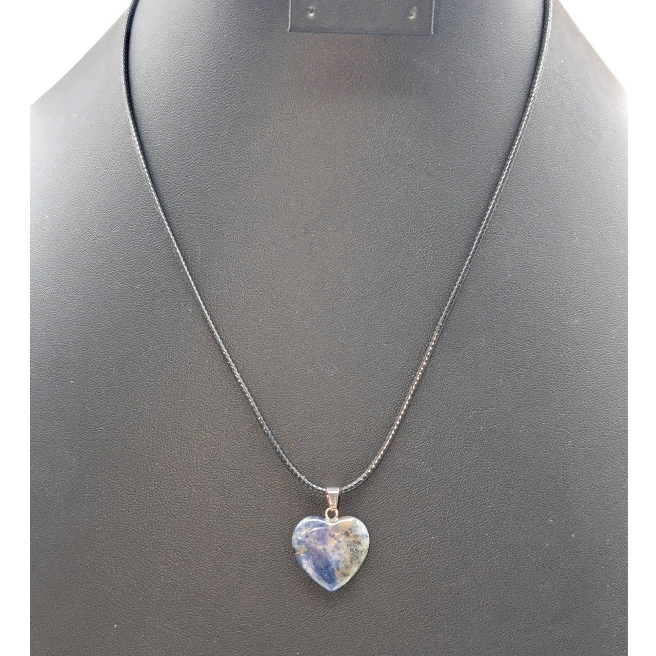 Blue Stone Heart Pendant Corded 17.75"-19" Necklace