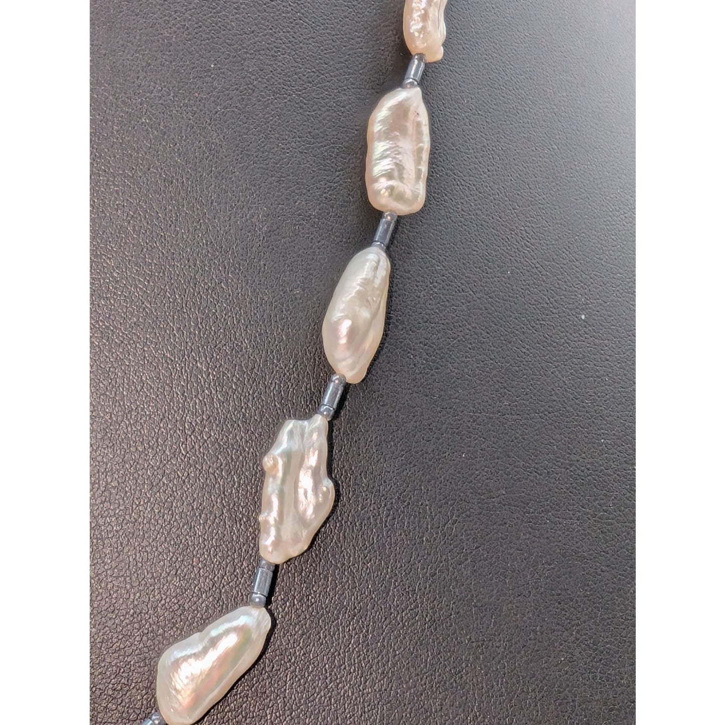Freshwater Organic Biwa Baroque Pearl 925 Sterling Silver 22"-24.25" Necklace