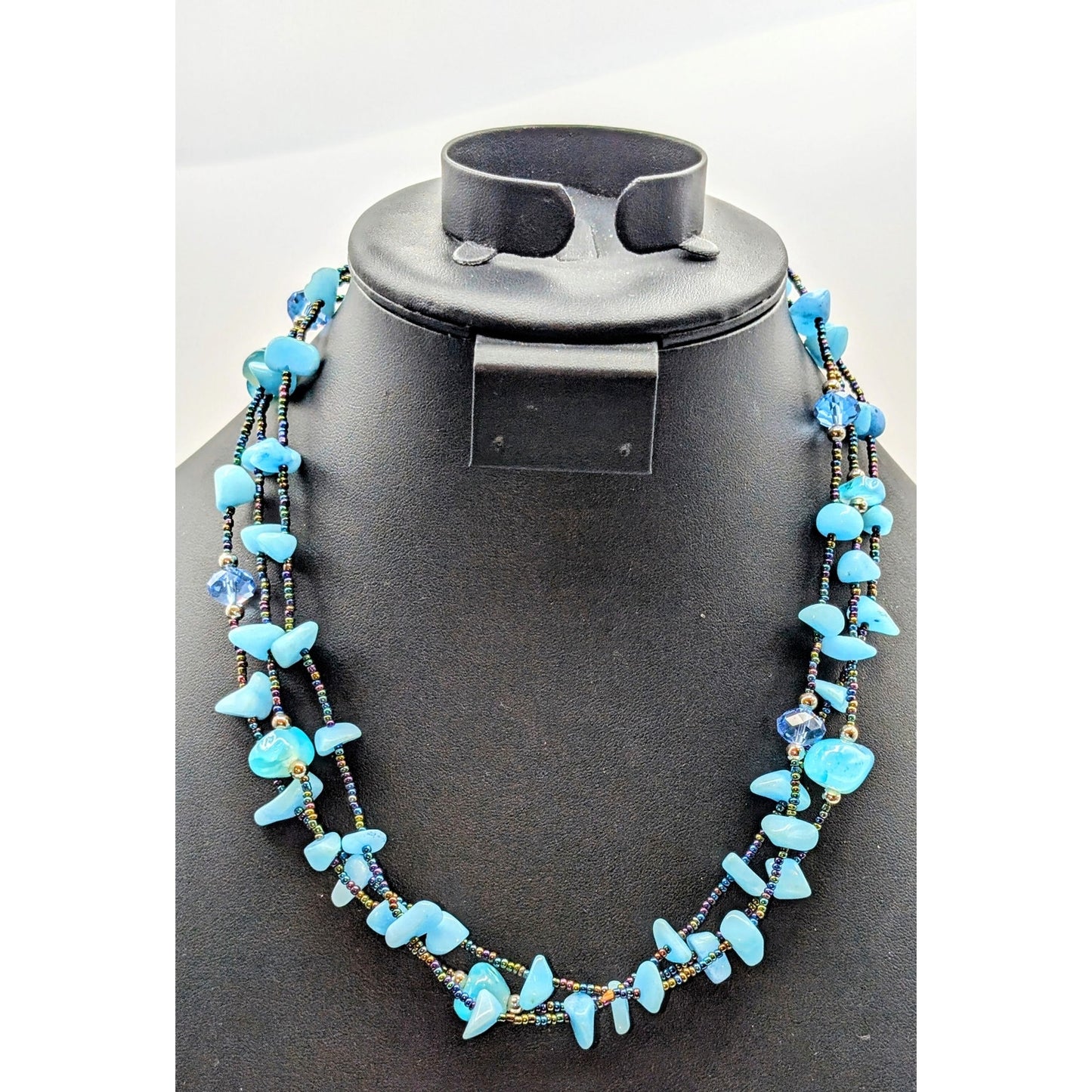 Mixed Lot of Blue Sparkle Stone Crystal Beaded Necklaces & Bracelets