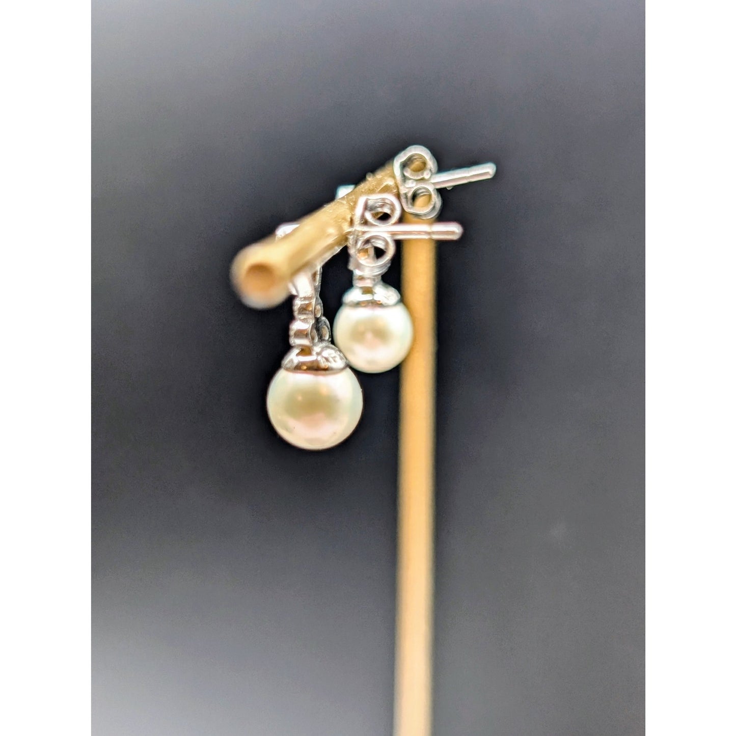 AFJC 925 Sterling Genuine Pearl White Sapphire Drop Earrings