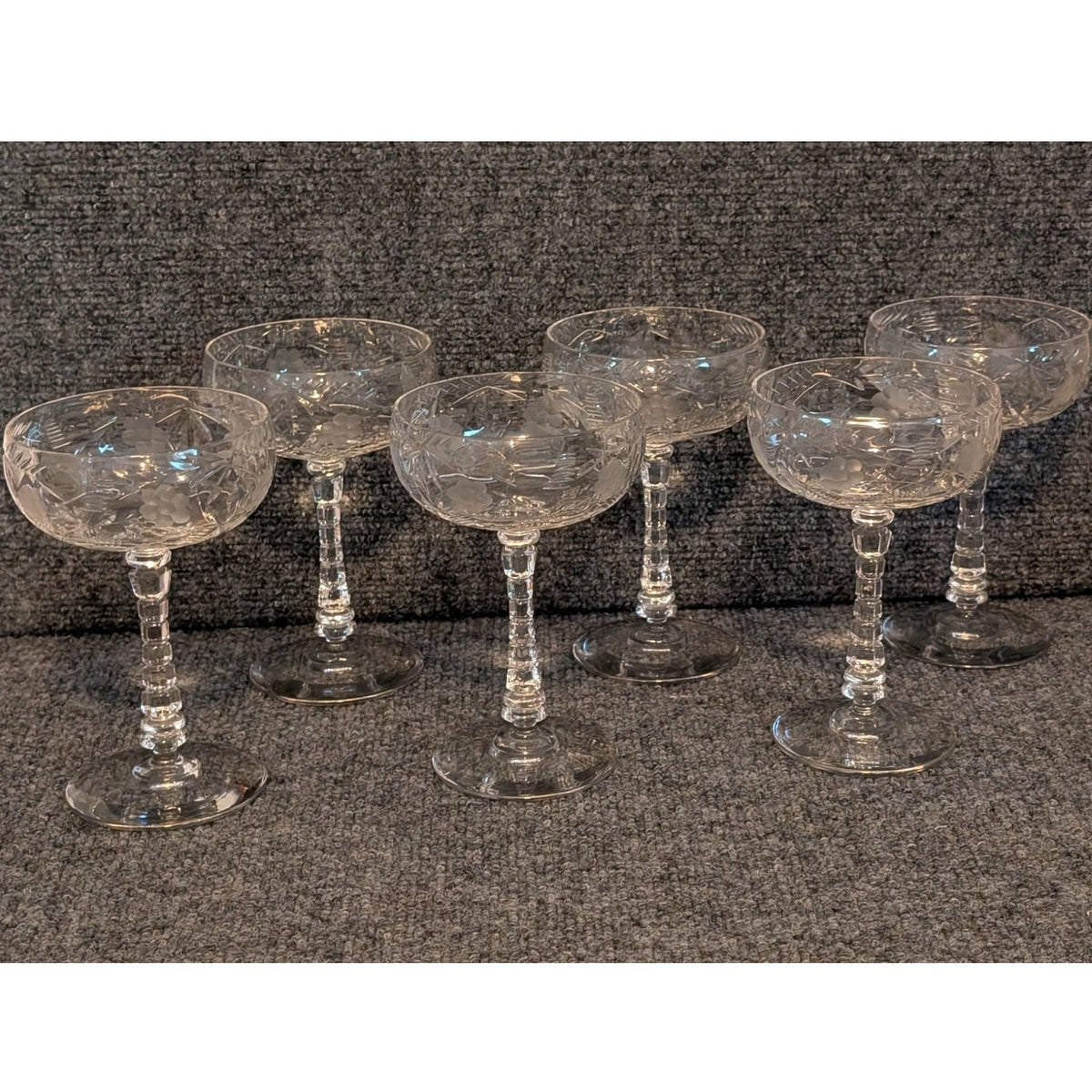 Vintage Libbey Rock Sharpe Villars Pattern Champagne Coupe Glass Set of 6