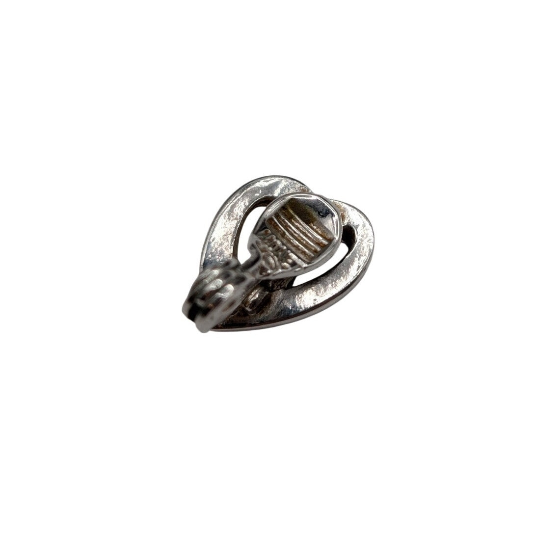 Vintage Monet SINGLE Silver Tone Abstract Heart Clip On Earring