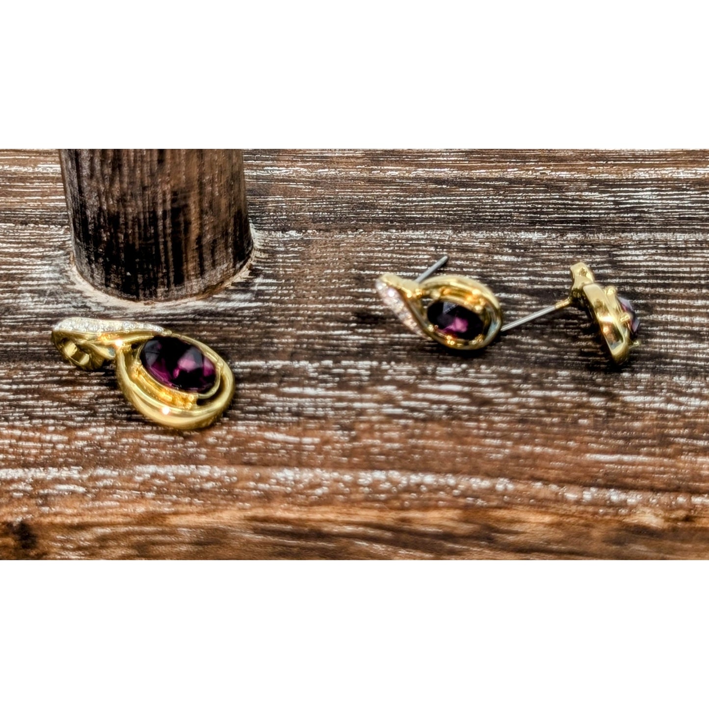 Eight Piece Purple Gold Tone Theme Lot of Mixed Jewelry