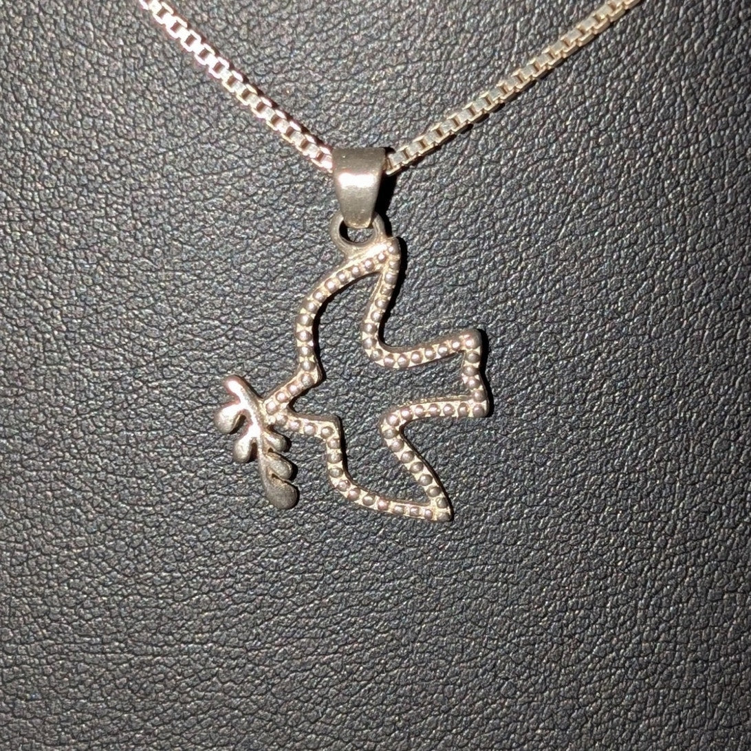 Silpada Dove with Olive Branch 925 Sterling Silver 16" Box Chain Necklace