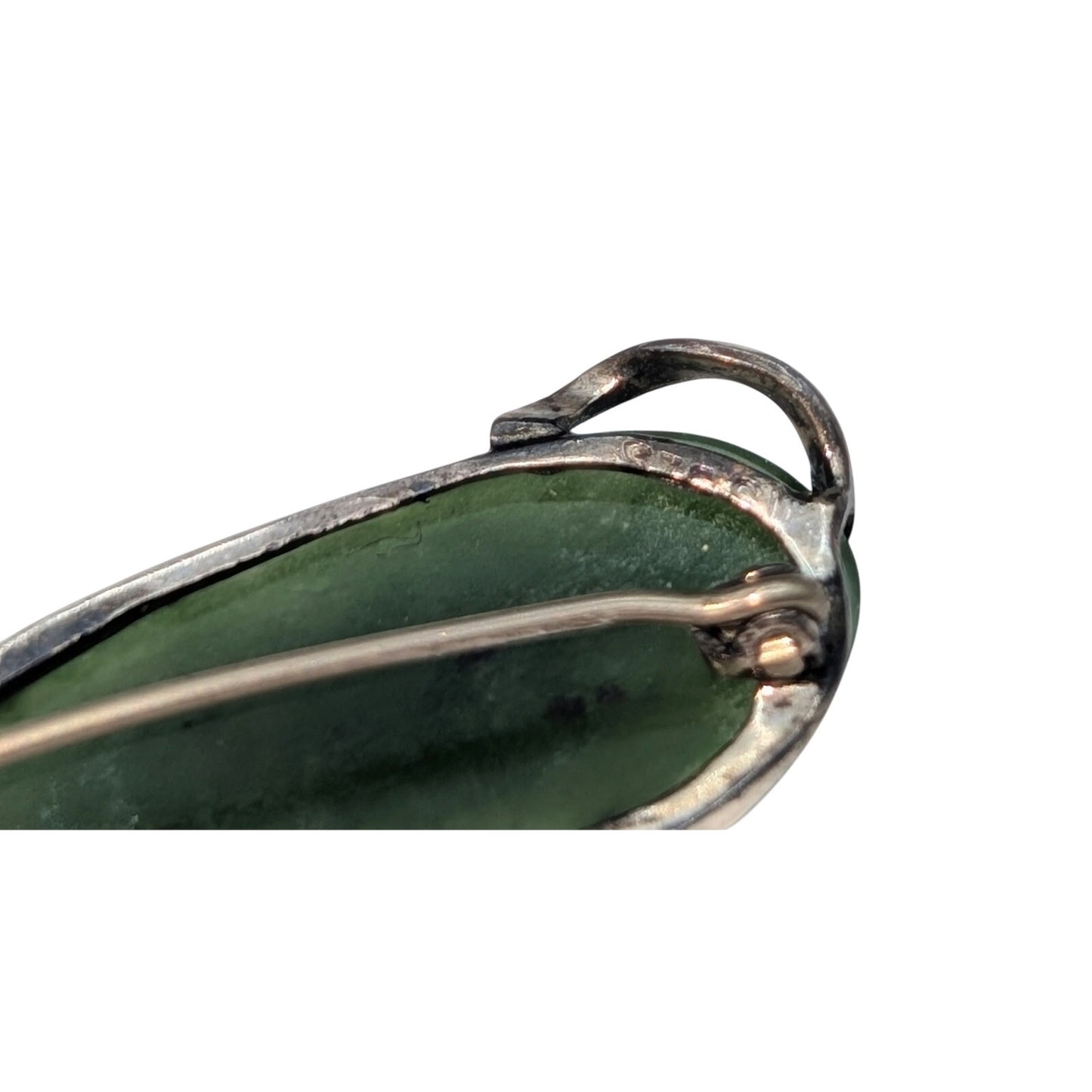 Vintage 925 Sterling Silver Nephrite Jade Brooch/Pin