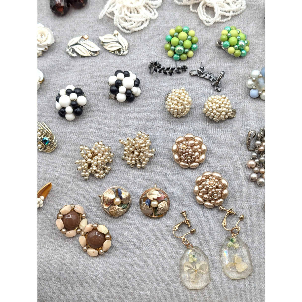 Lot of 27 Pair Vintage Clip On Screw Back Many 'Japan' Earrings