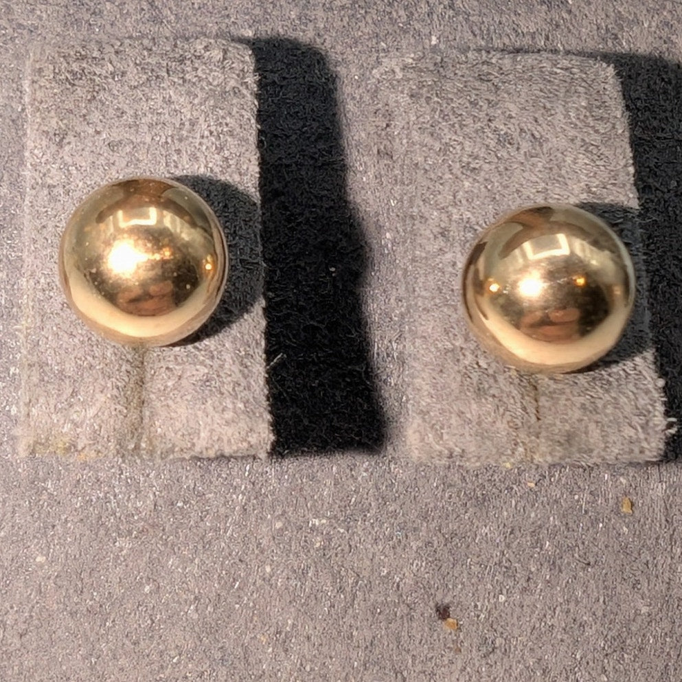 Marked 14K Gold 5mm Ball Stud Post Earrings