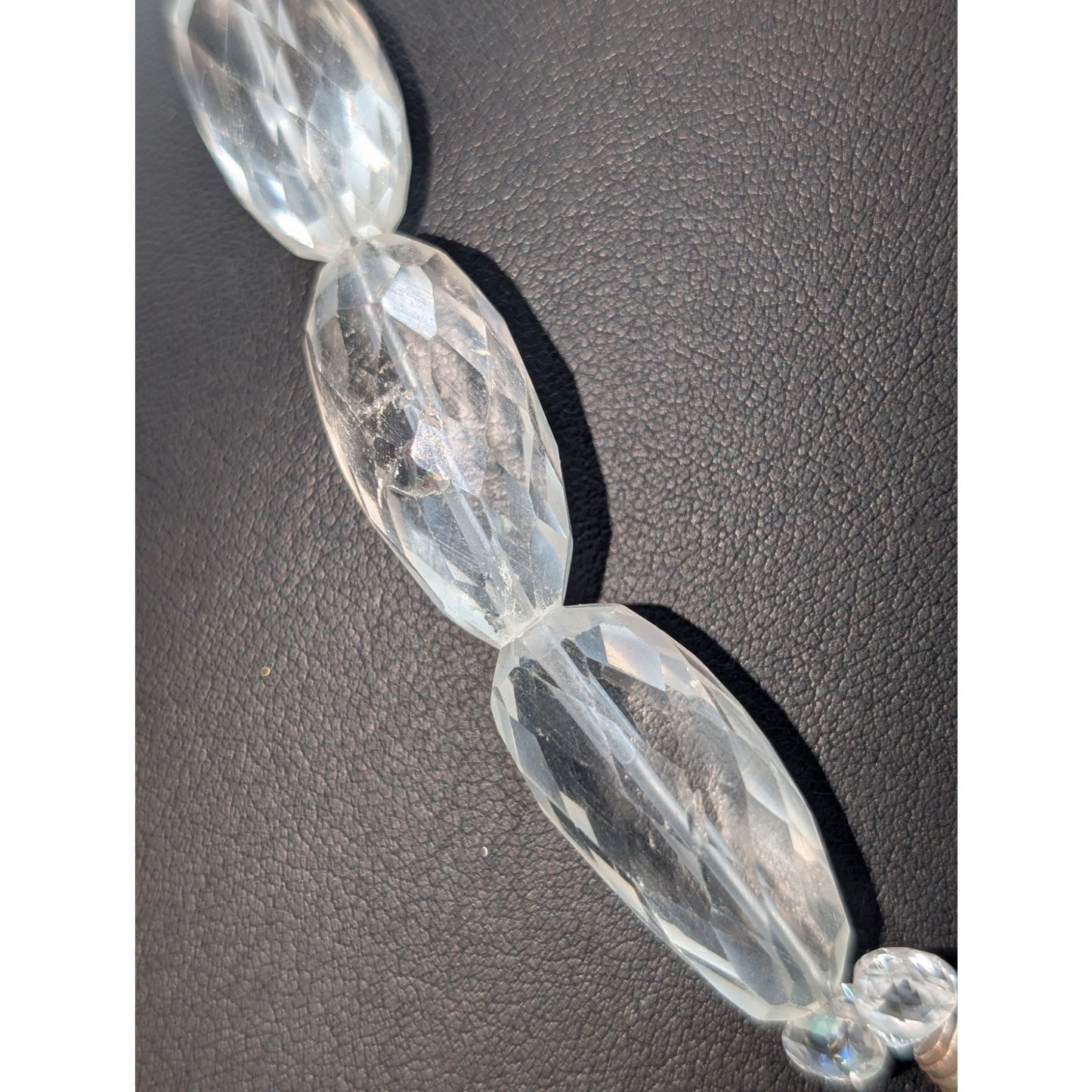 Vtg Faceted Rock Quartz Crystal 925 Sterling Silver Stone Pendant Necklace