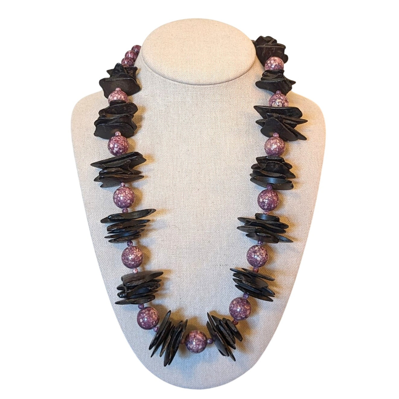 Mottled Purple Stone/Glass Large Chip Necklace