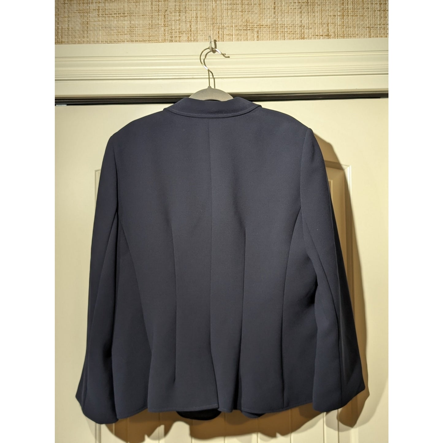 Tahari Arthur S. Levine Petite Navy Silver Zip Pocket Button Lined Blazer Sz 16P