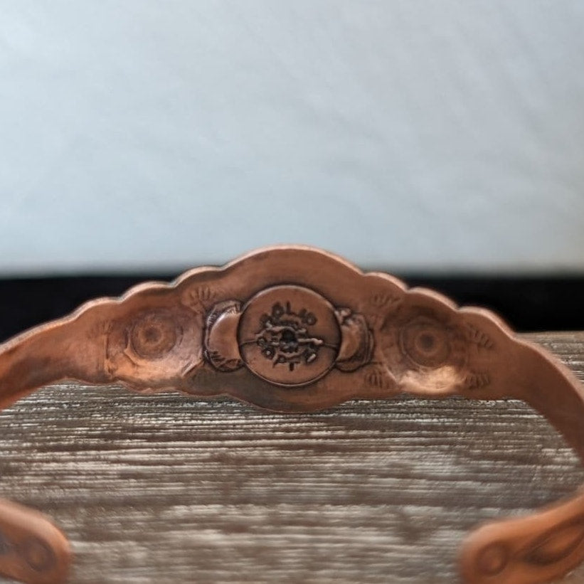 Vintage Southwestern Baby/Child's 1903 Indian Head Solid Copper Cuff Bracelet
