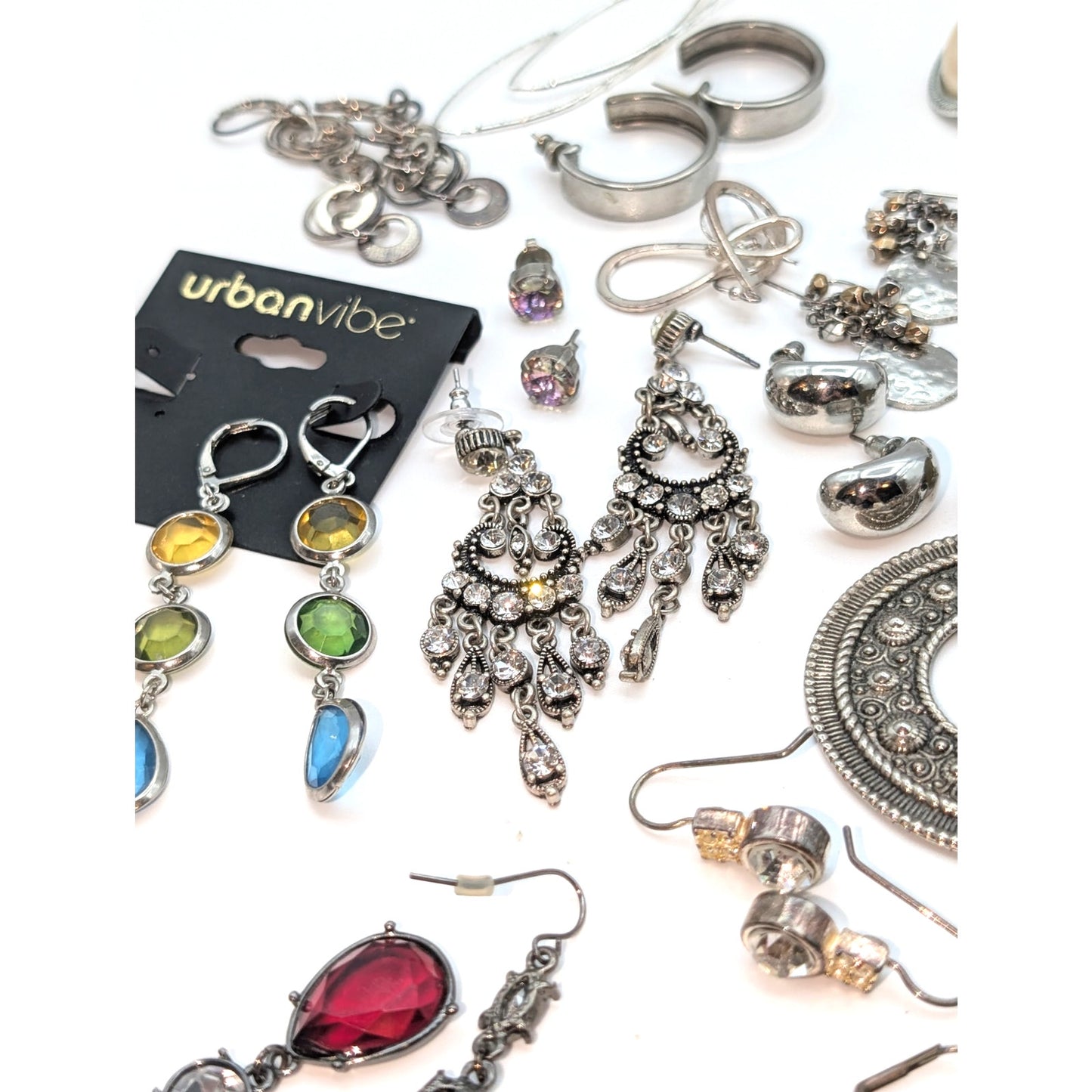 Lot of 44 Pair of Silver Tone Pierced Earrings