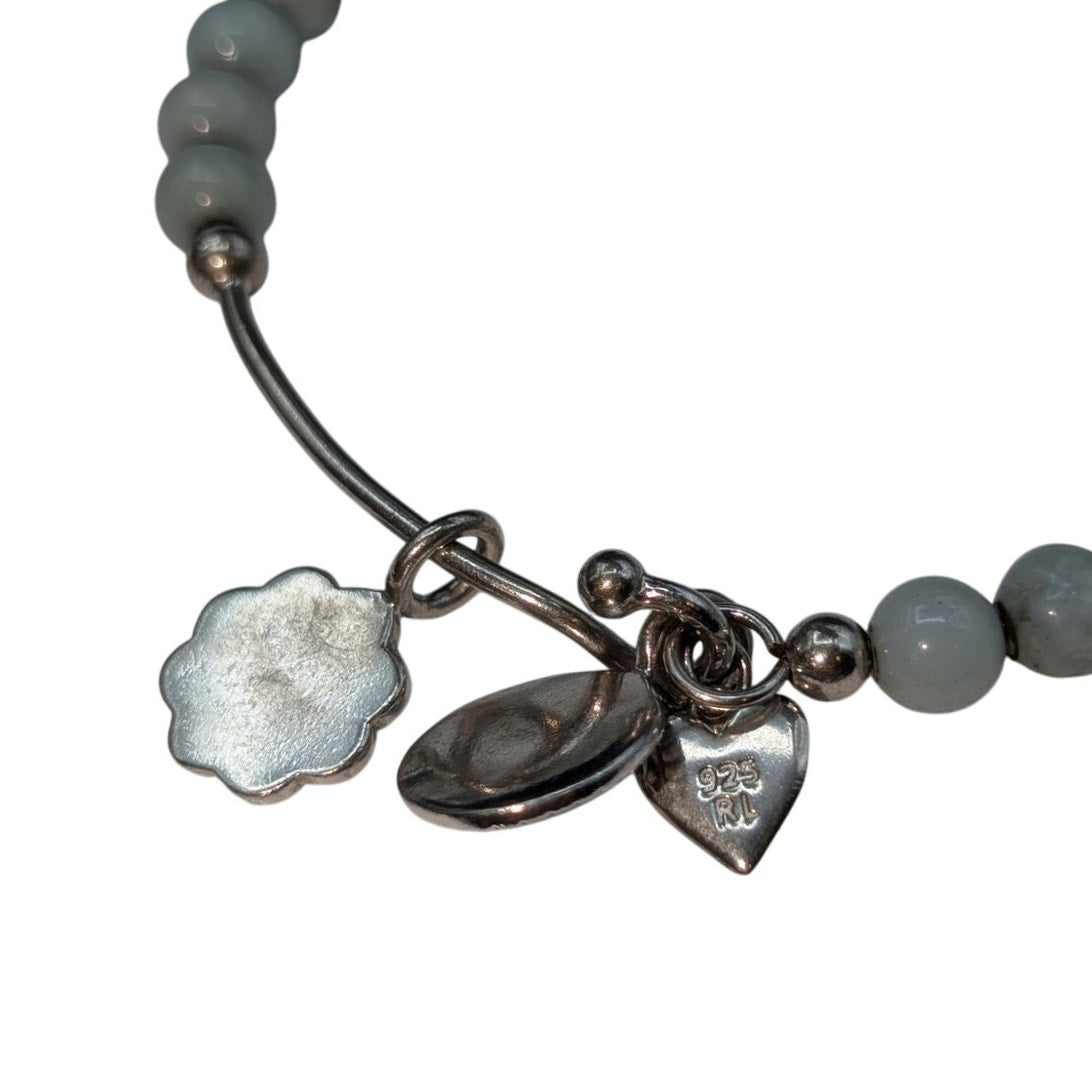 Aquamarine Bead Marked RL 925 Charm Dangle Bangle Bracelet