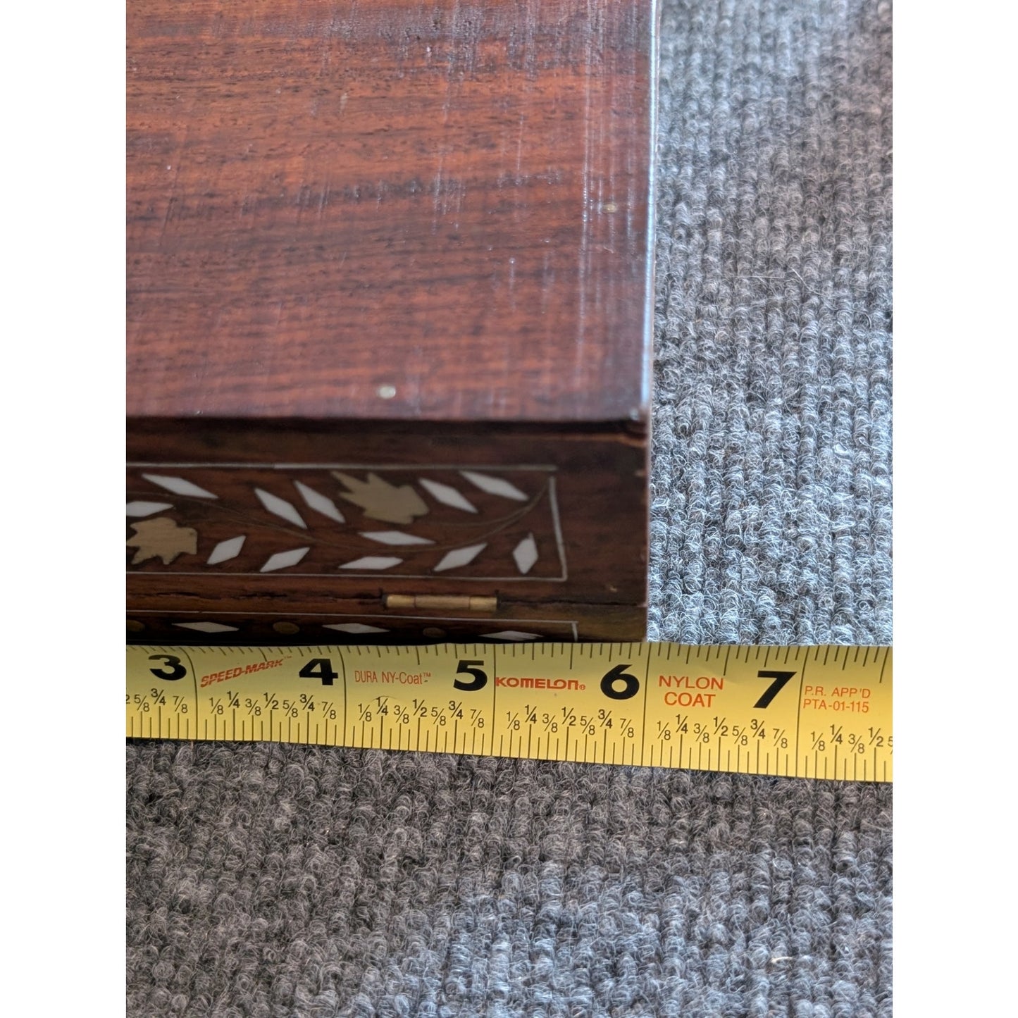 Wood Inlay Hinged Trinket 6" Square Box