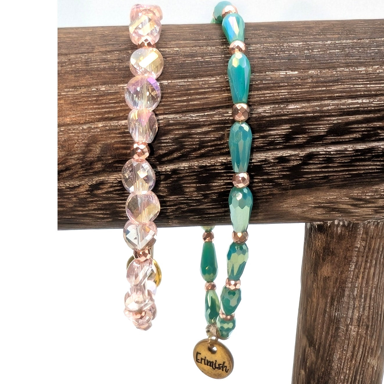 Lot of Three Erimish Glass Crystal Etc. Beaded Stretch Bracelets