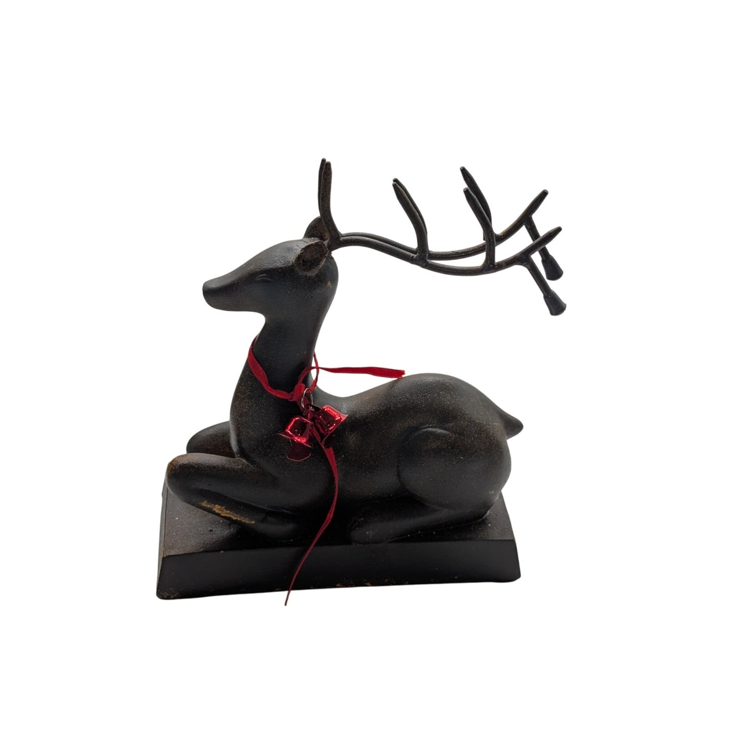 Christmas Sitting Deer Buck Stocking Hanger Heavy Bronze Metal