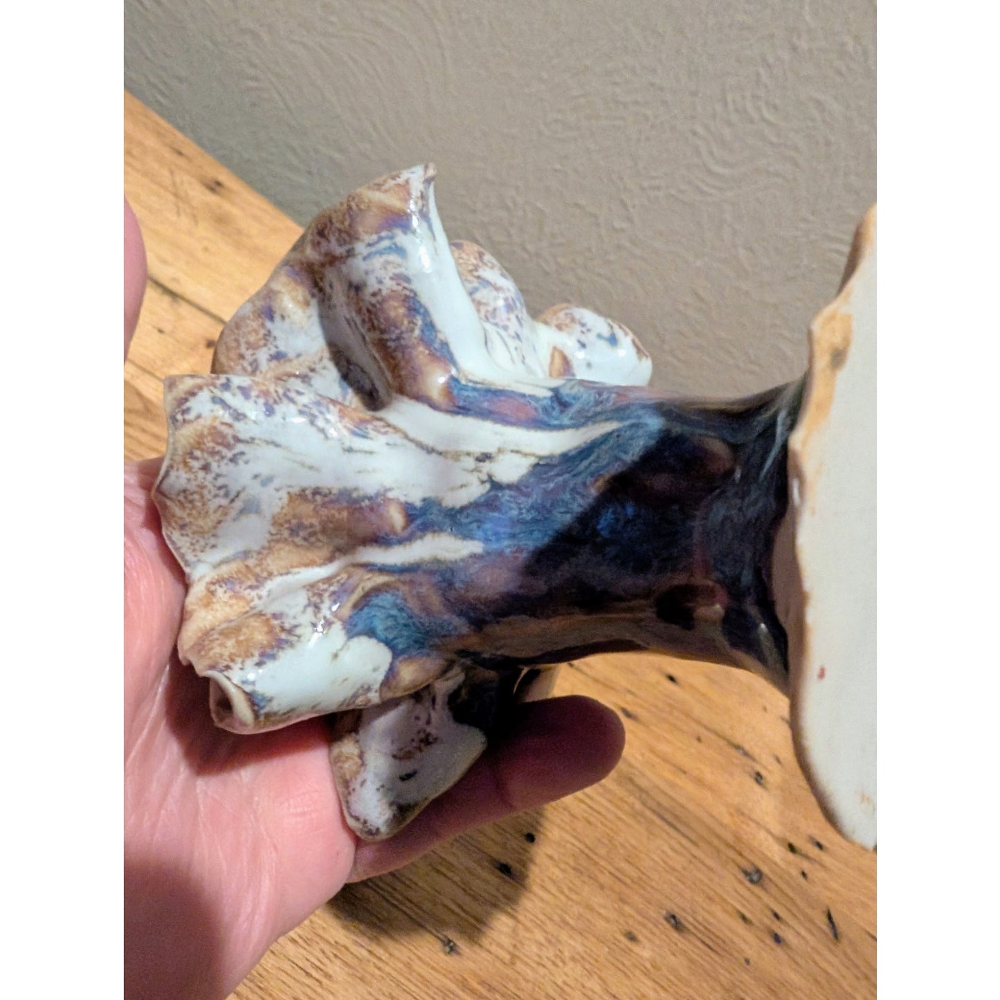 Unsigned Hand-Built Drapery Fold Studio Pottery Vase