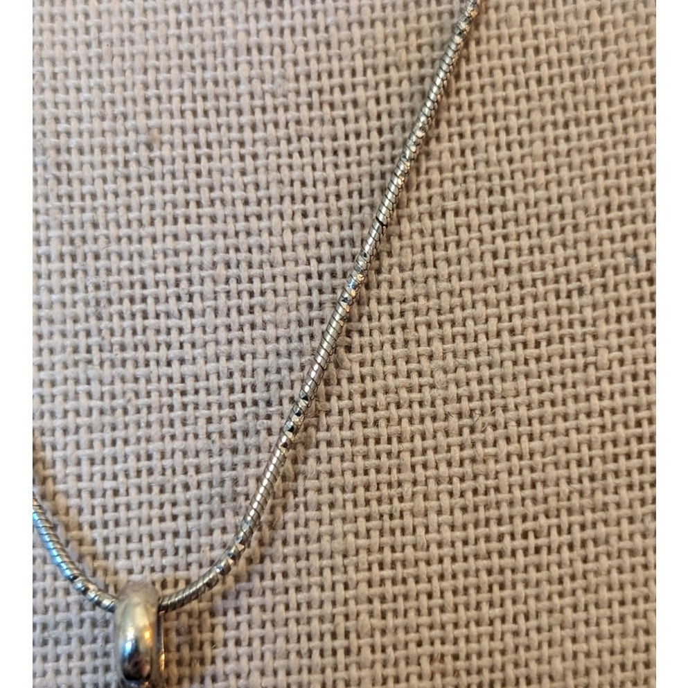 Signed OP Sterling Silver Round Blue Quartz on Unique Cut 925 18" Chain Necklace