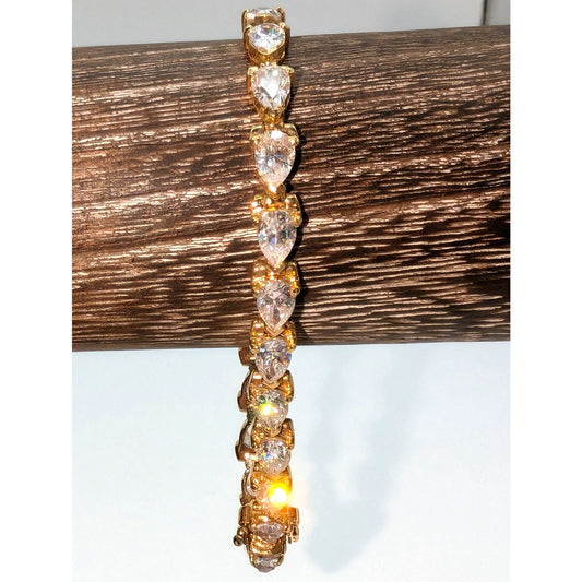925 Sterling Vermeil Teardrop CZ Tennis Bracelet