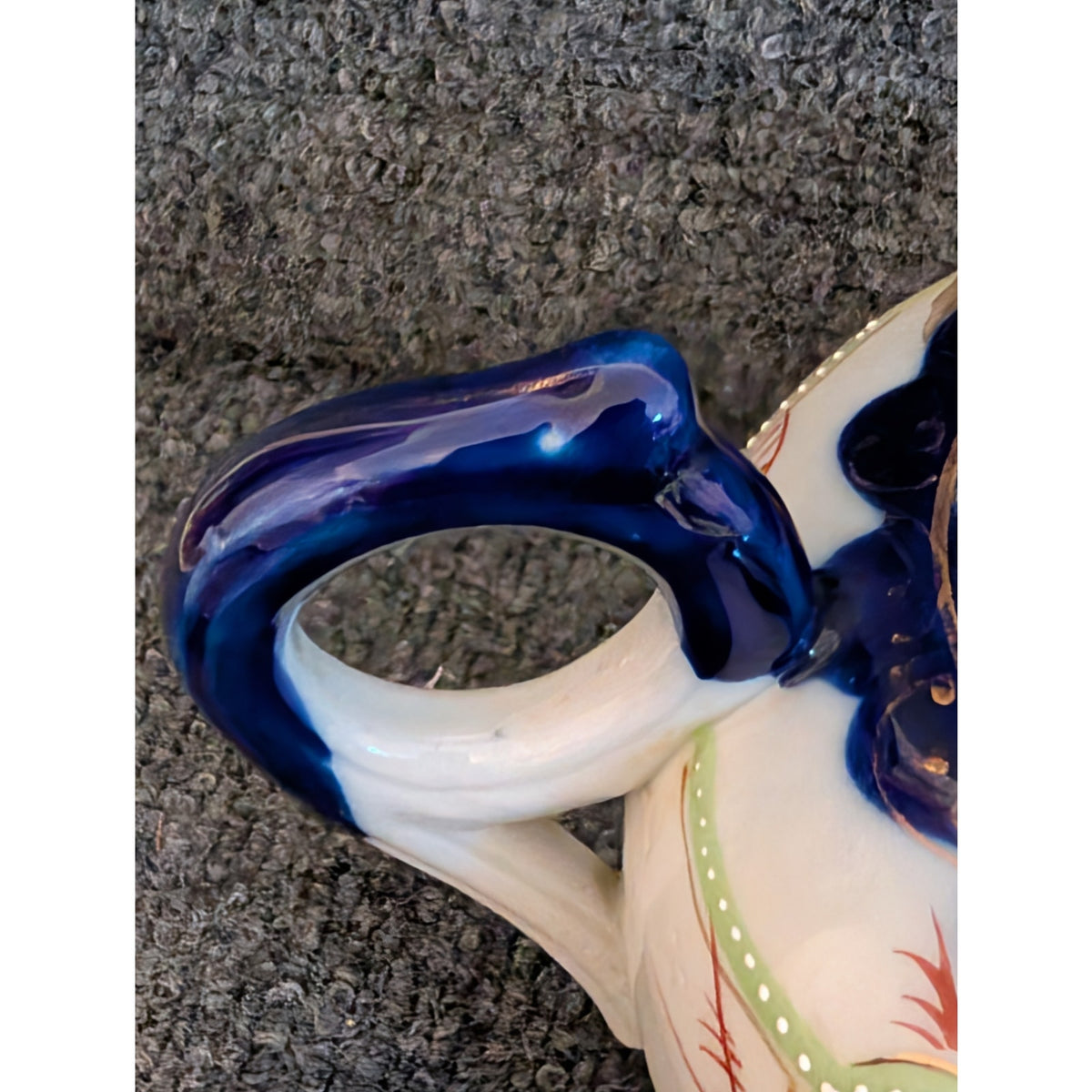 Vintage Nippon Cobalt Blue Cabbage Rose Teapot Two Cups and Two Saucers