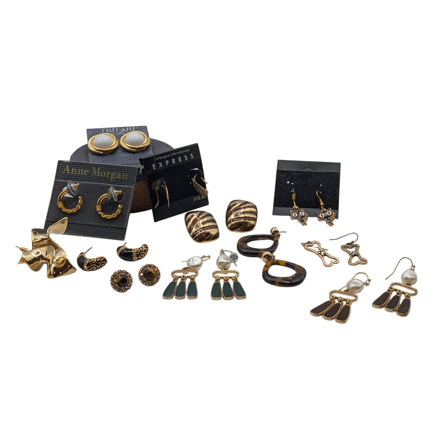 Lot of Twelve Pair Gold Tone Earrings Some NWT