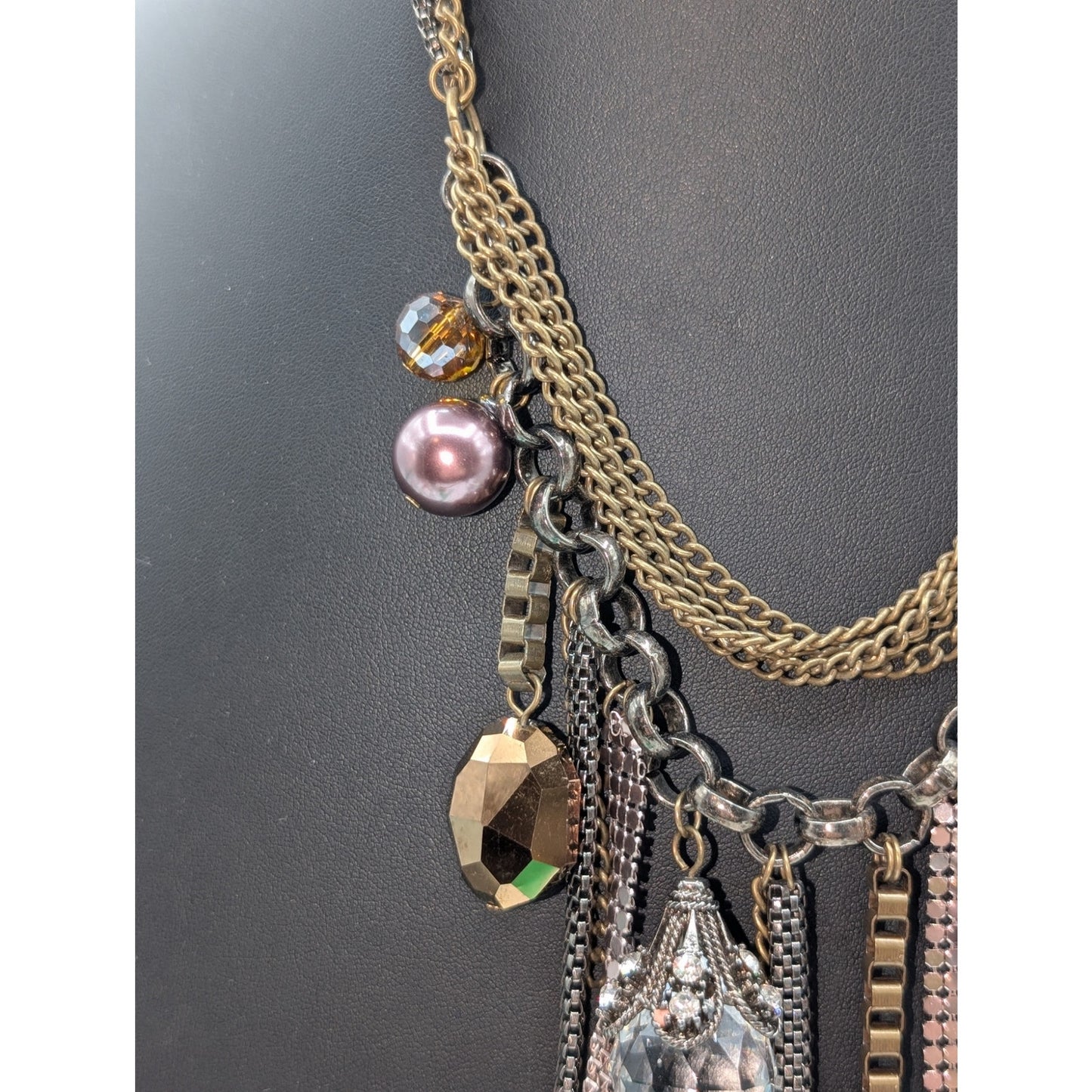 Multi-Bauble Multi-Chain Multi-Metals Beaded 20" Necklace
