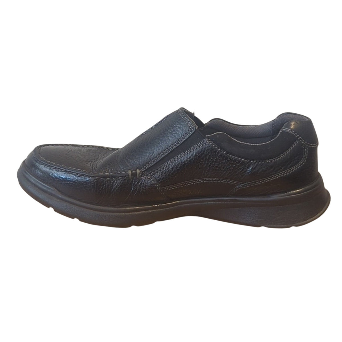 Clarks Collection Cotrell Free Black Oily Leather Pebbled Grain Loafer Men's 11M