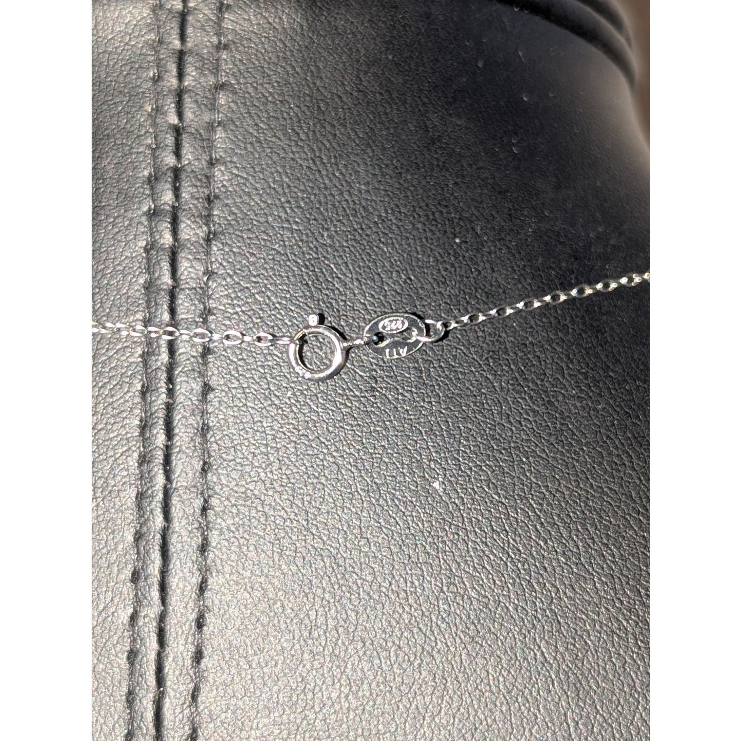 925 Sterling Silver Crystal Cat Pendant 18" Chain Necklace