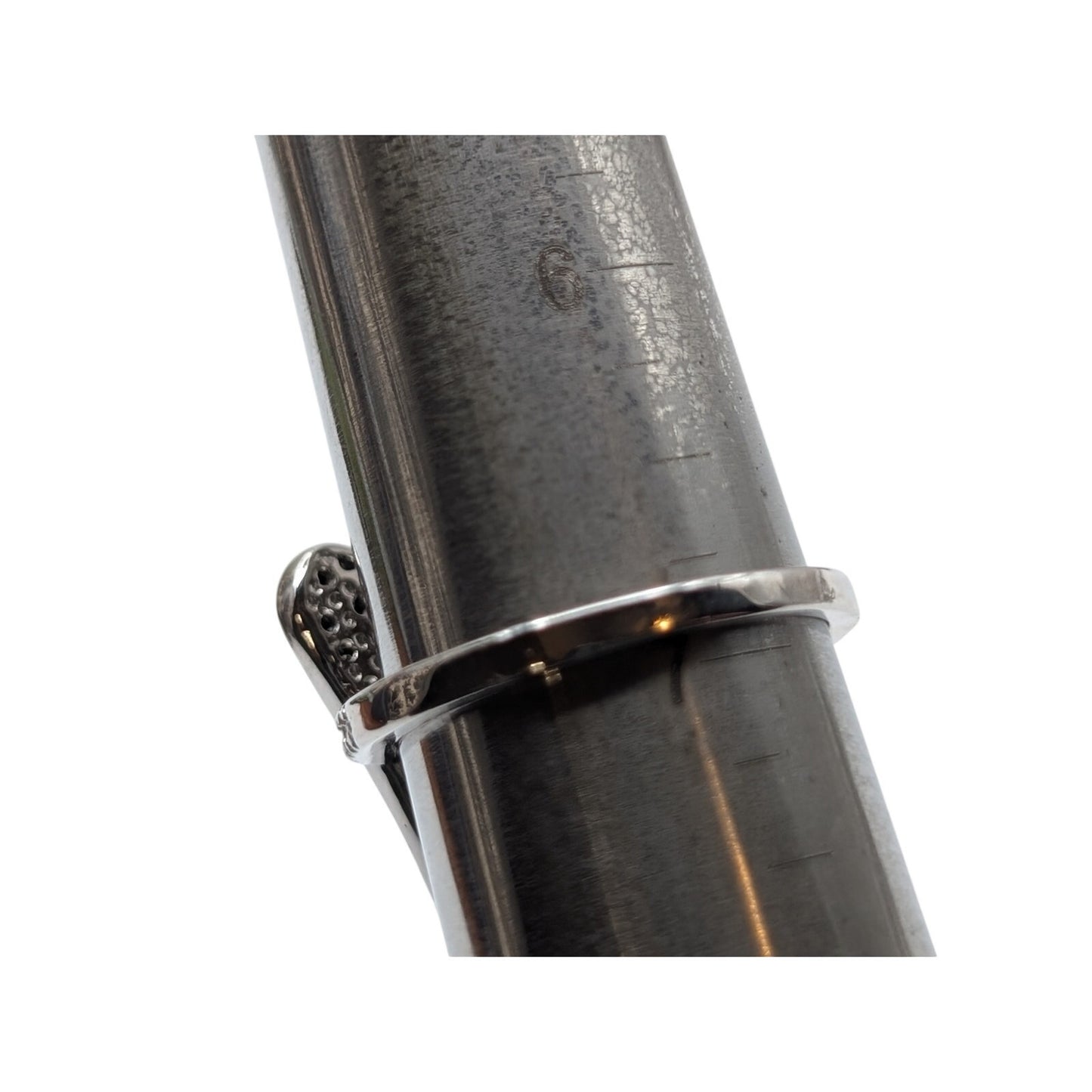 925 Sterling Tests as Diamond Pave Curved Heart Ring Size Between 6.75 & 7