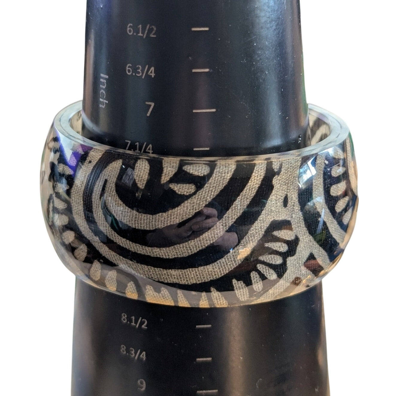 Lot of Two Vintage Black & Frosty White/Silver Bangle Lucite Bracelets