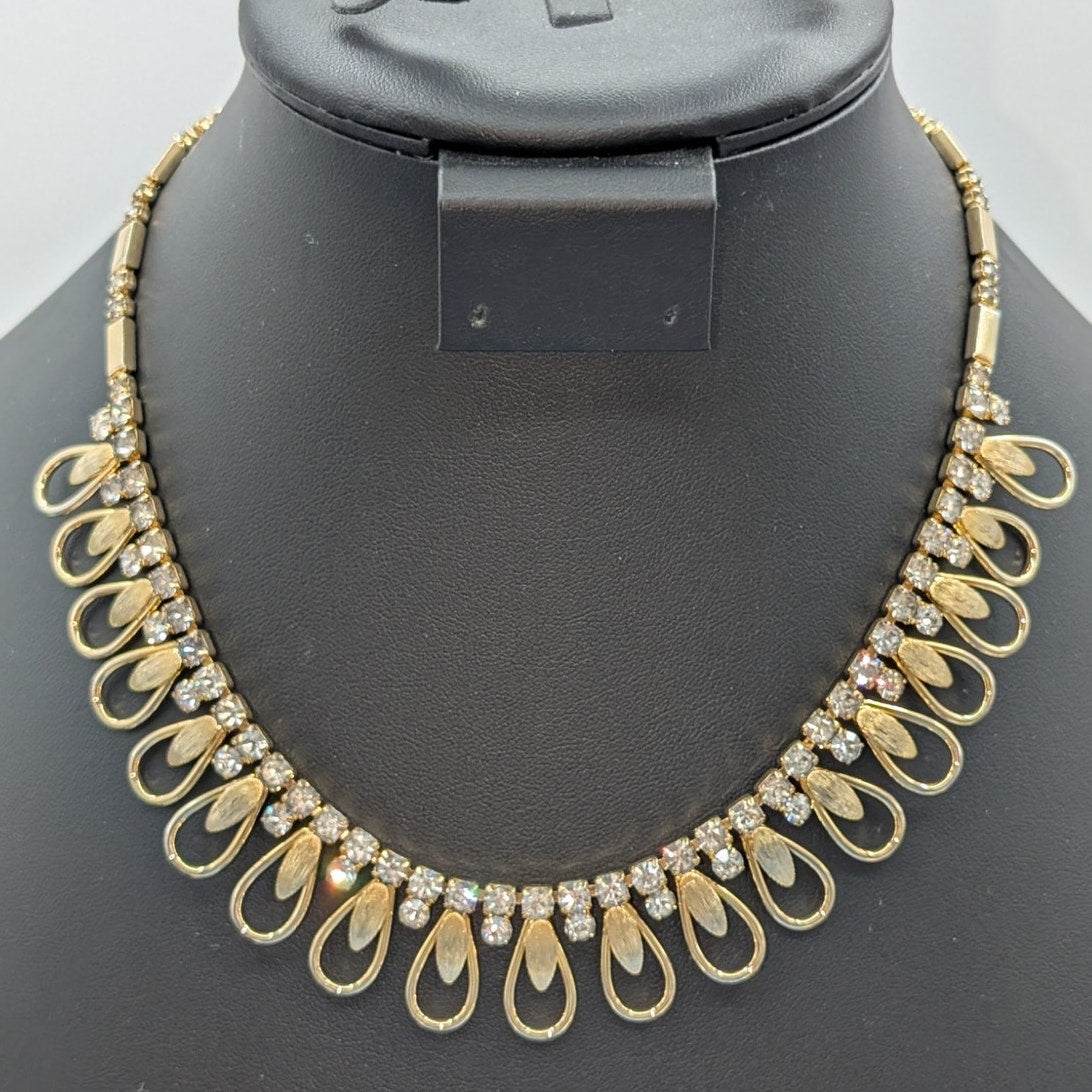 Sarah Coventry Vintage Chain-De-Lites Gold Tone Rhinestone Necklace
