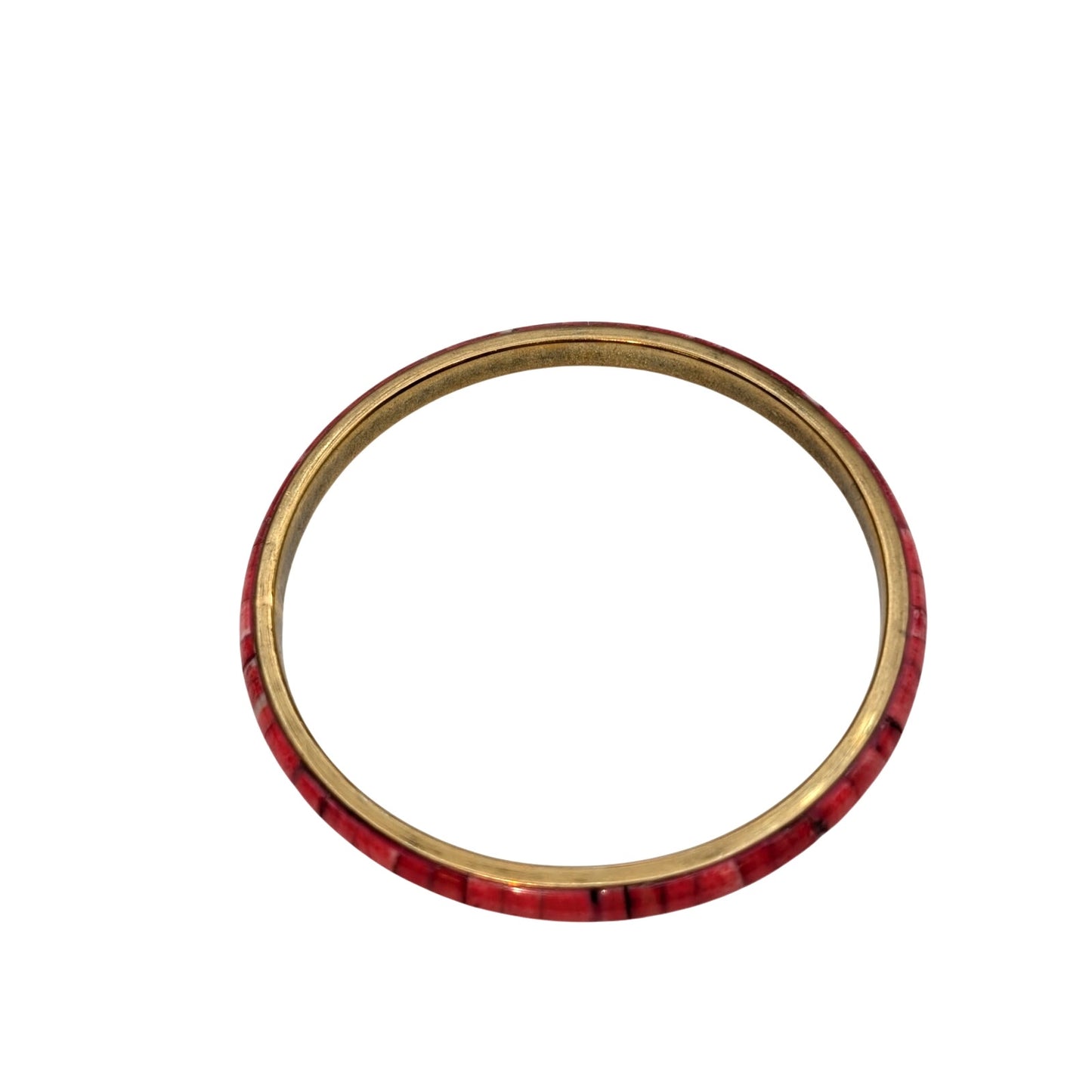 Red Inlay Brass Inside Bangle Bracelet