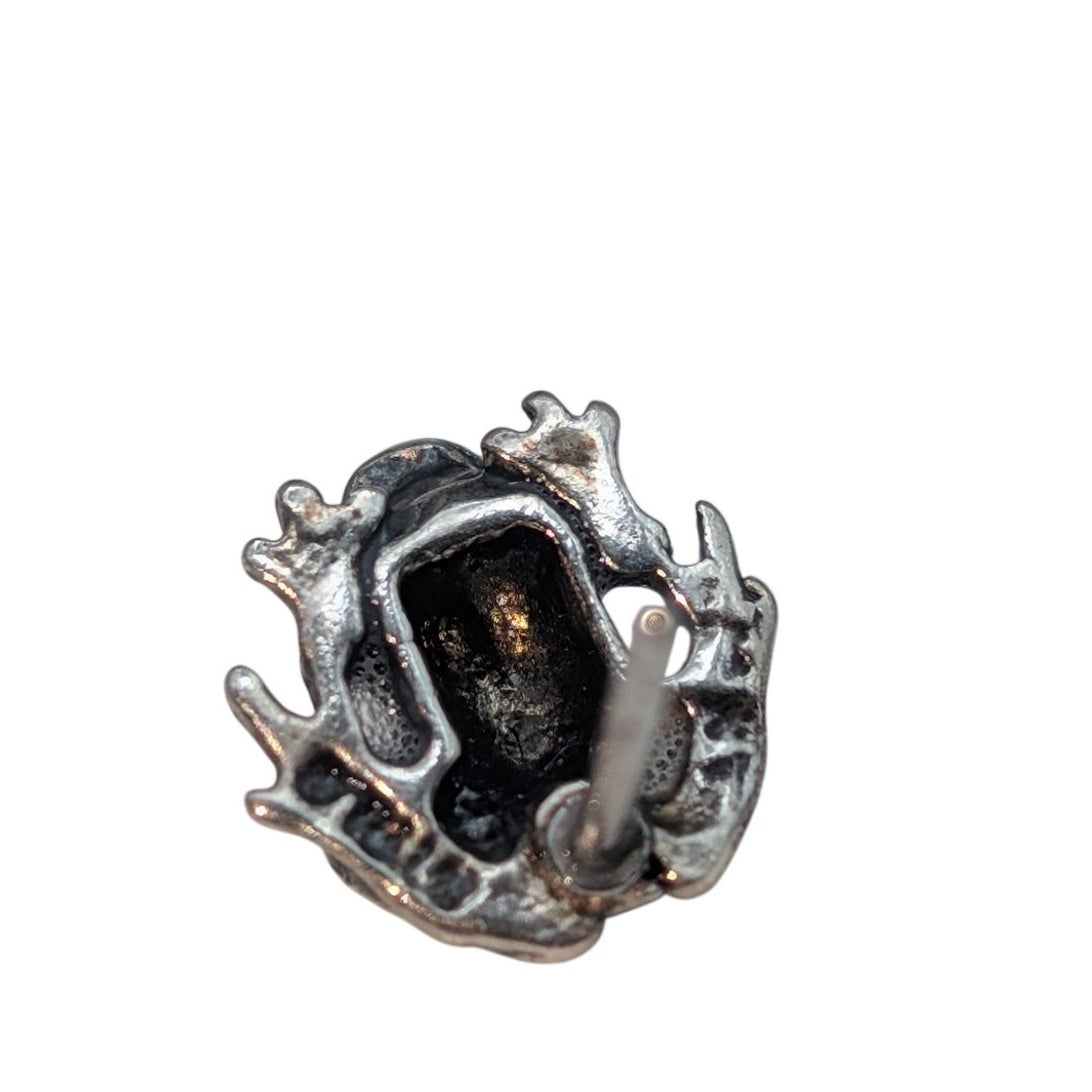 Vintage Tiny Sterling Silver Frog Stud Post Earrings