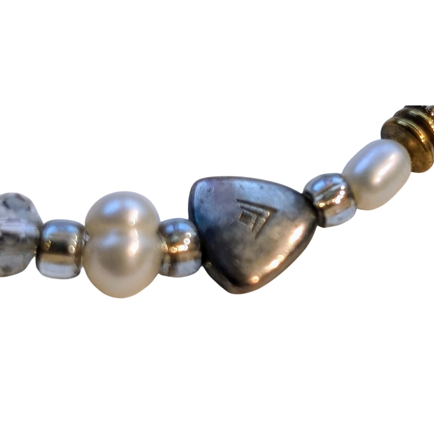 SILPADA Jewelry Stardust 54" Sterling Silver Brass Pearl Crystal Beaded Necklace