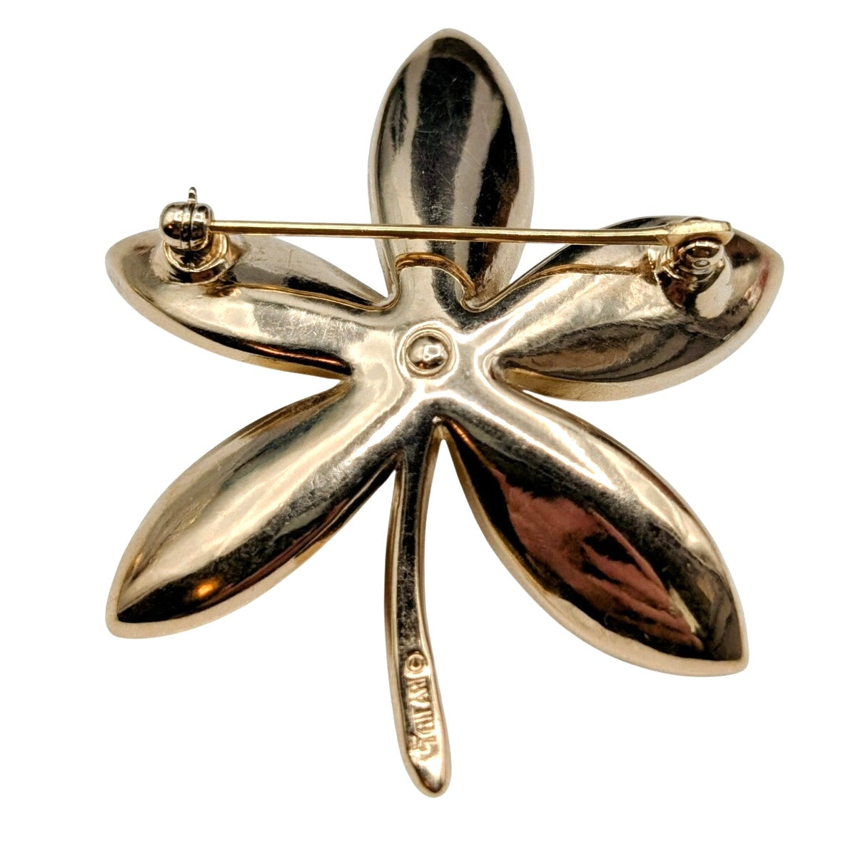 Vintage 60s Crown Trifari Brushed Gold Tone Flower Brooch