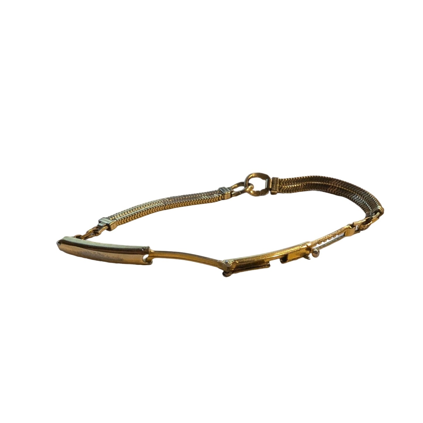Vintage 40s Forstner 12K Gold Filled ID Double Square Snake Chain Bracelet