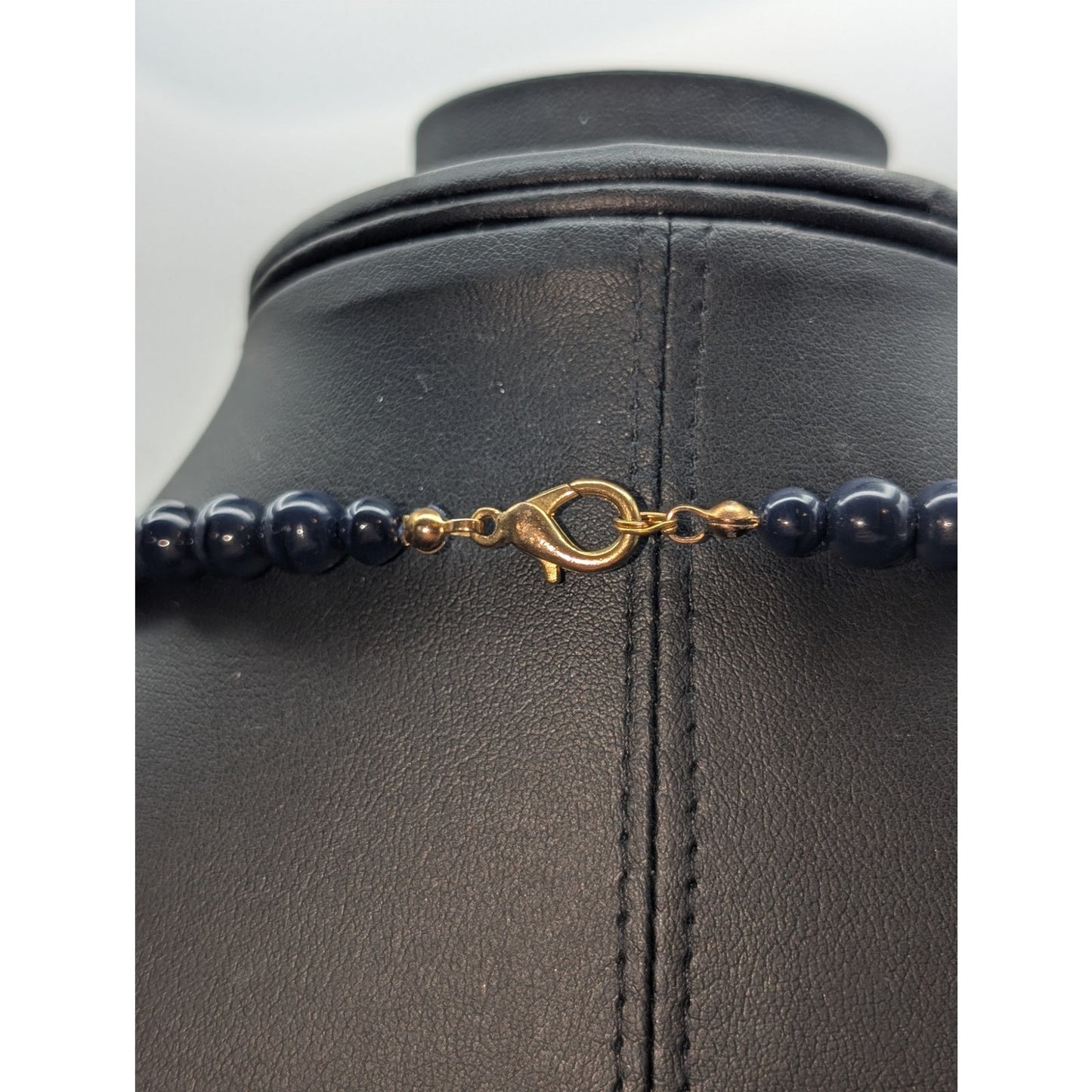 Navy Glass Multi-Shape Bead 36" Single Strand Necklace W/ Lobster Clasp