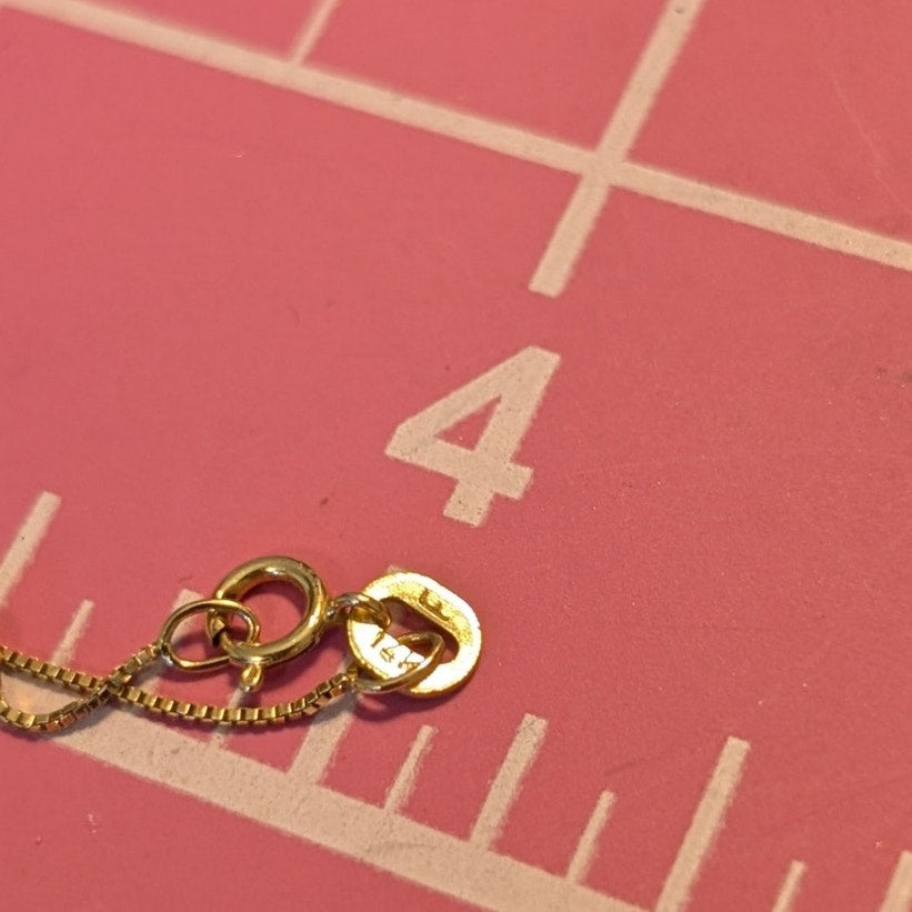 14K Yellow Gold Red Spinel Diamond Heart Pendant 20" 14K Box Chain Necklace