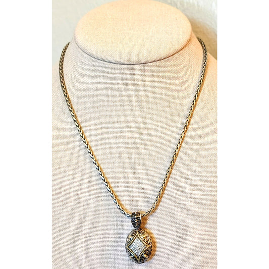 EFFY BH Balissima 18k Gold & Sterling Silver Diamond Pendant Toggle Necklace 18"