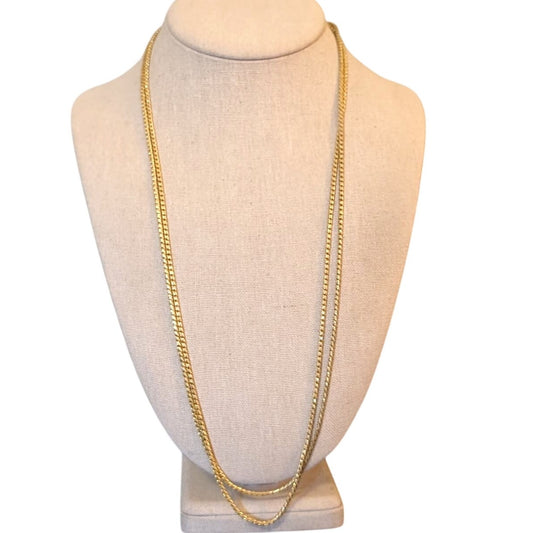 Vintage 54" Long Textured Gold Tone Chain W/ Spring Ring Clasp