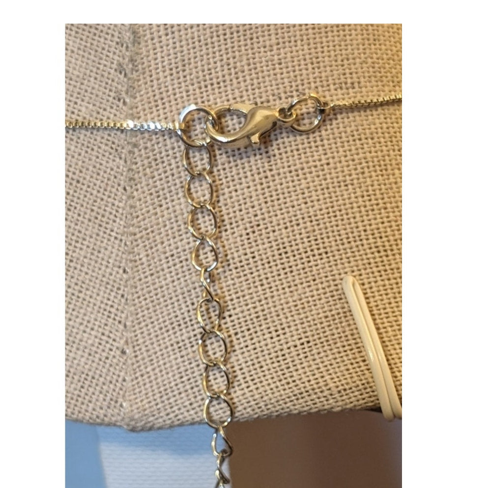 Silver Tone Rhinestone Country Western Cowgirl Boot Pendant Box Chain Necklace