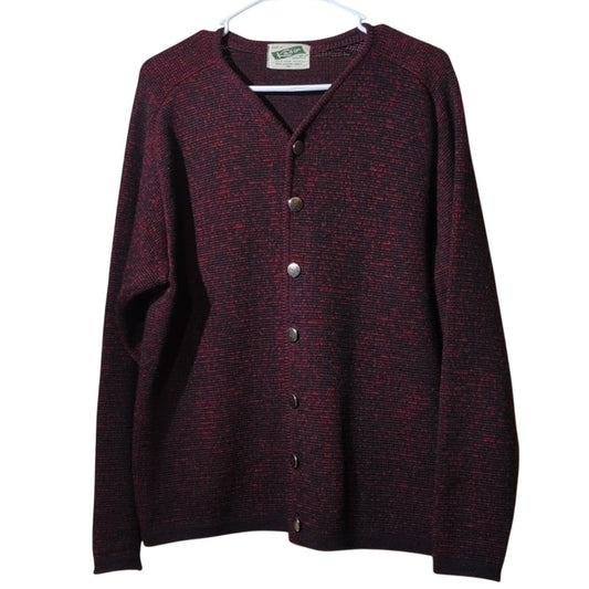 Kaso Vintage Worsted Wool Red/Black Sweater with Silver Buttons Women's Size M