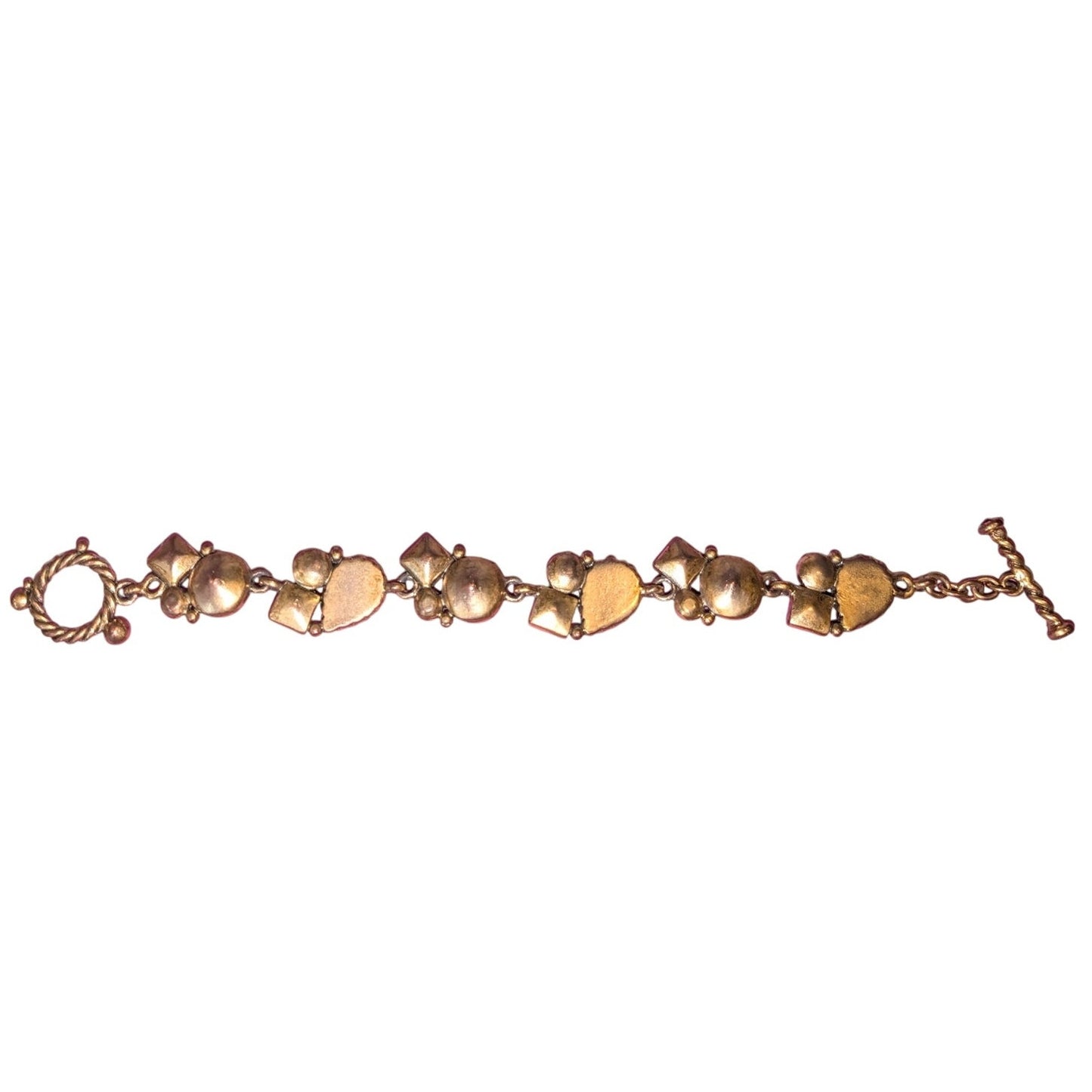 Vintage Multi-Gem Multi-Shape Gold Tone Toggle Clasp 8" Bracelet