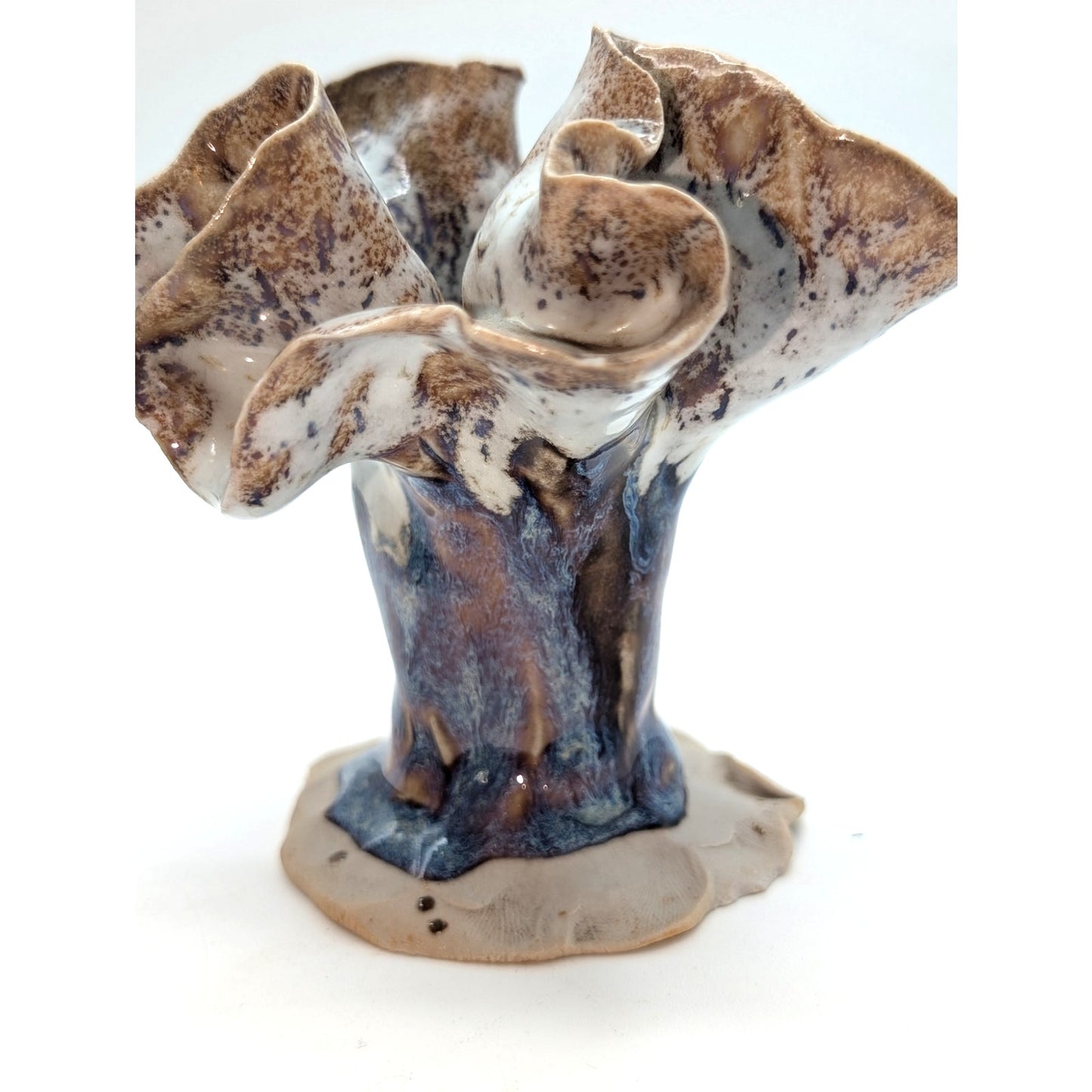 Unsigned Hand-Built Drapery Fold Studio Pottery Vase