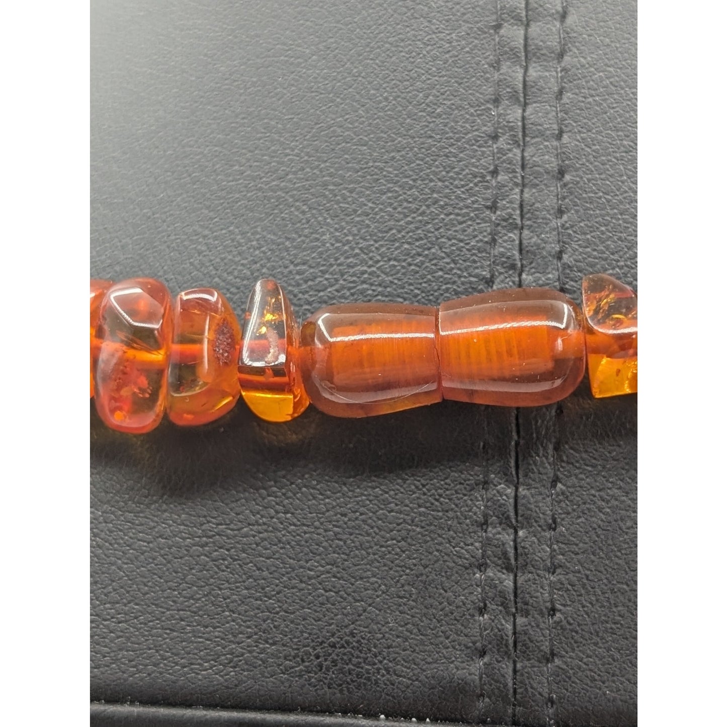Vintage Screw Clasp 22" Amber Bead Necklace
