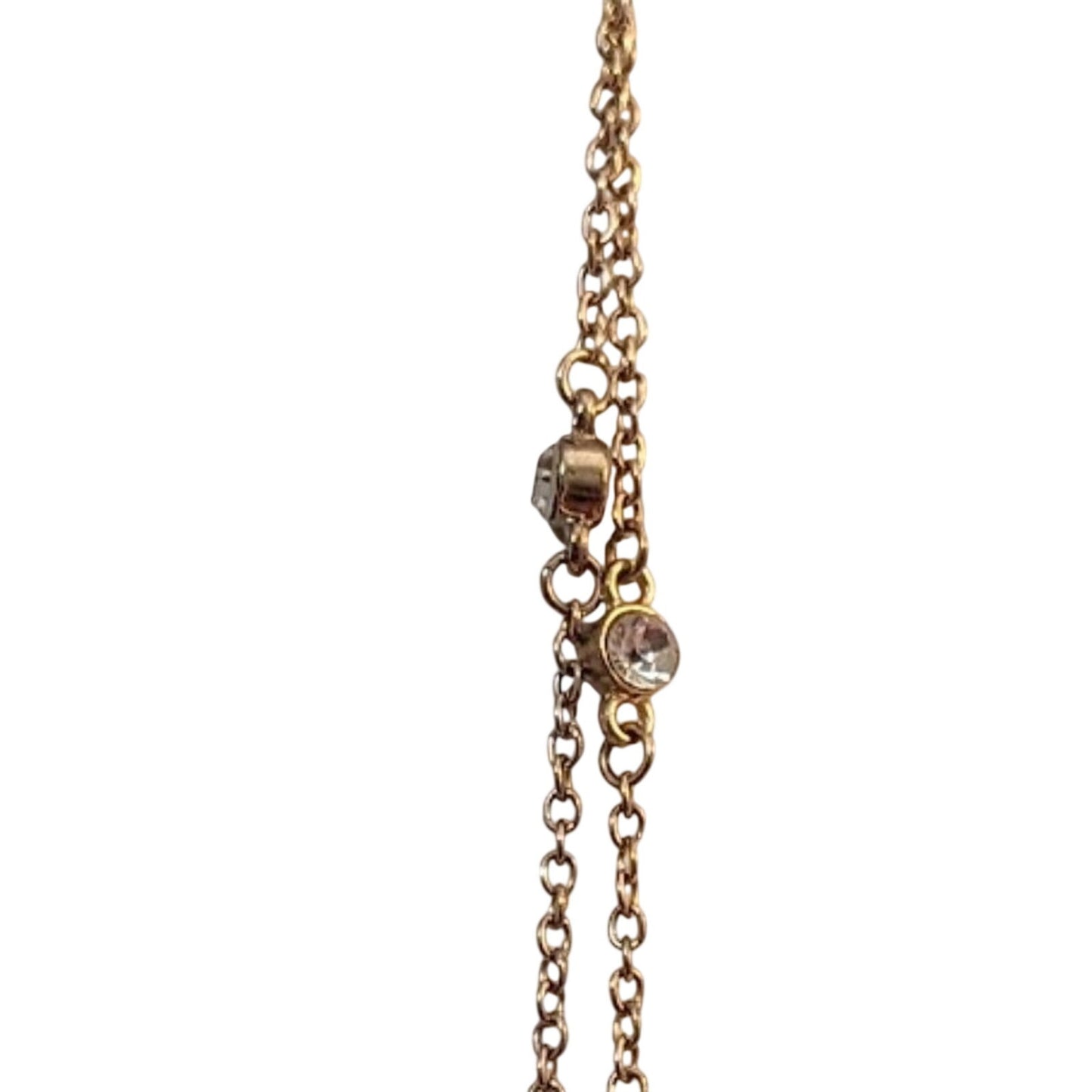 Two Strand Gold Tone Chain with Bezel Set Rhinestone Stations