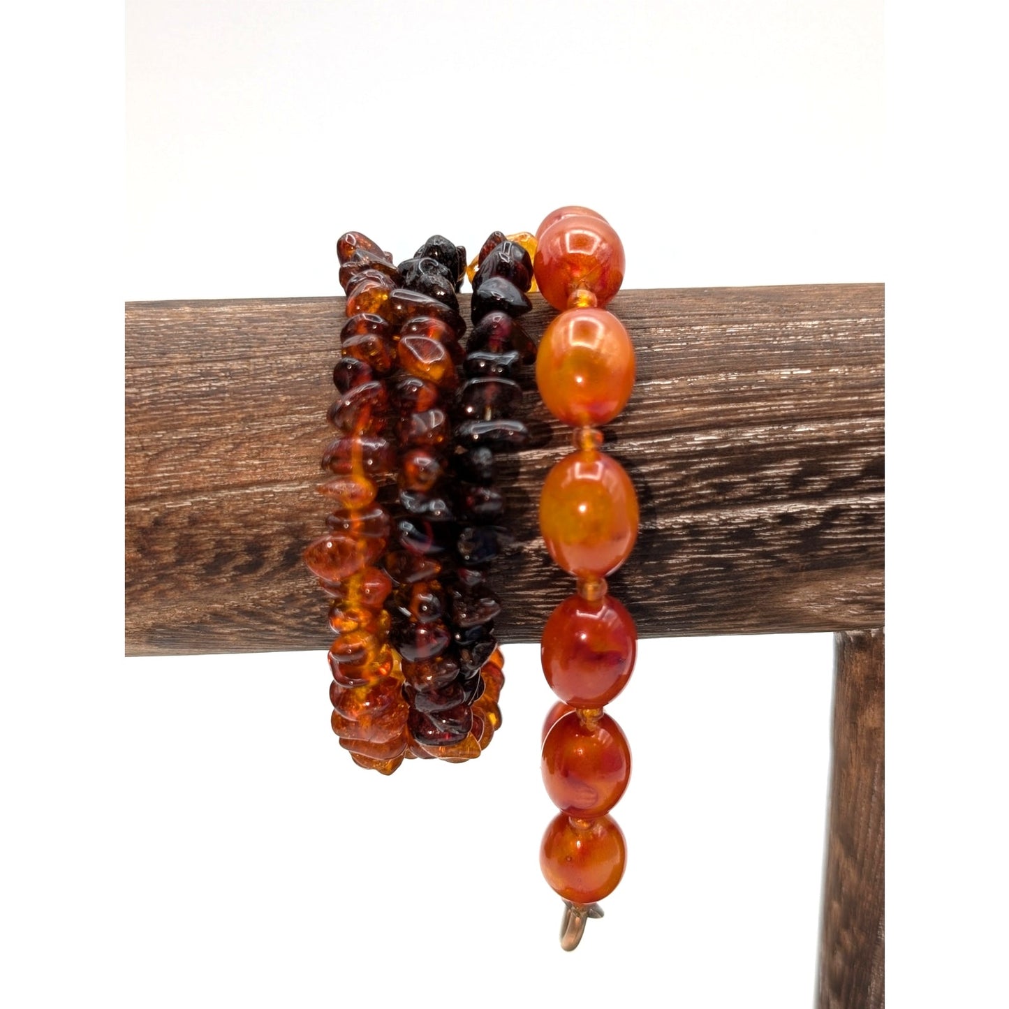 Amber Bead Wire Wrap Bracelet & Amber Look Vintage Bracelet