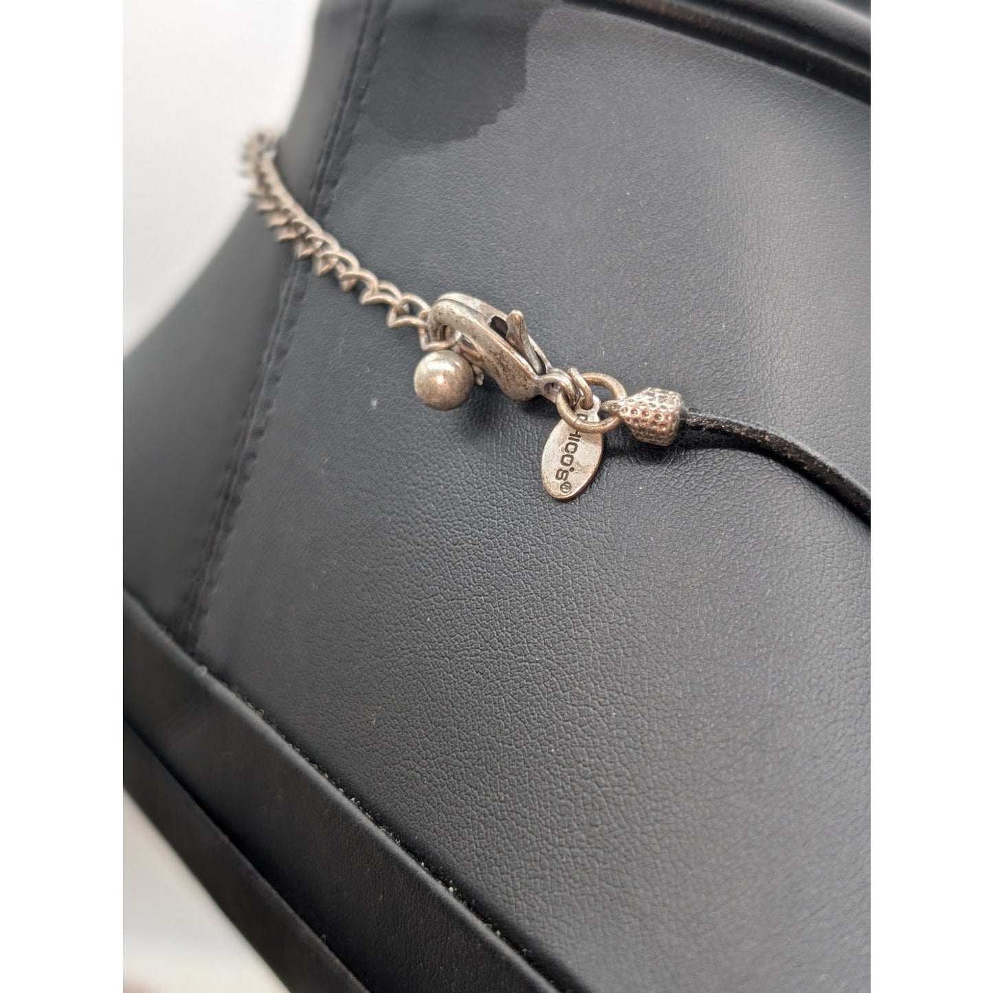 Chico's Silver Tone Corded Loopy Dangle Beaded 16"-20" Necklace