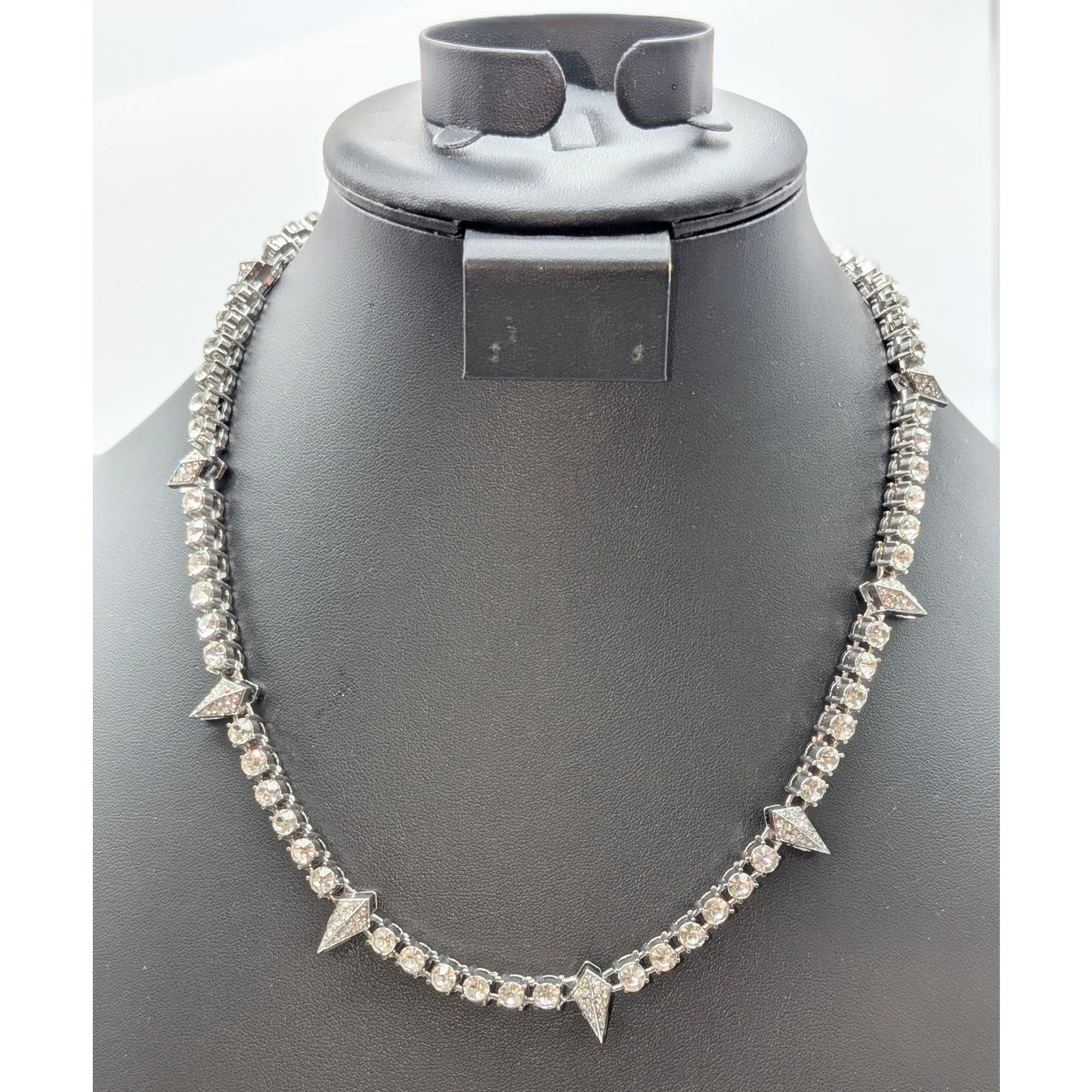 Hip Hop Black Panther CZ Wolf Tooth Silver Tone Fold Over Clasp 19.5" Necklace